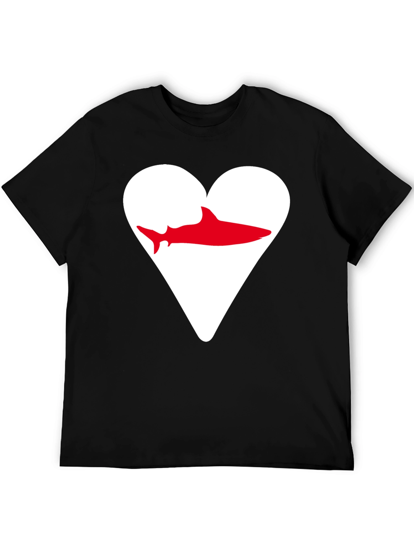 Shark Heart Graphic Tee - Black Cotton T-Shirt