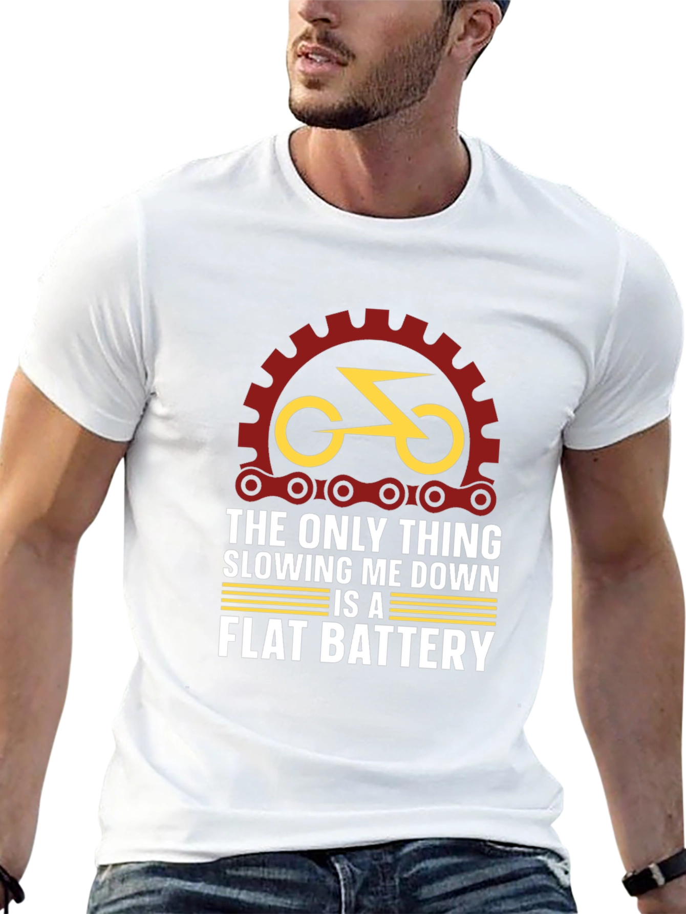 Funny Bike T-Shirt - Flat Battery