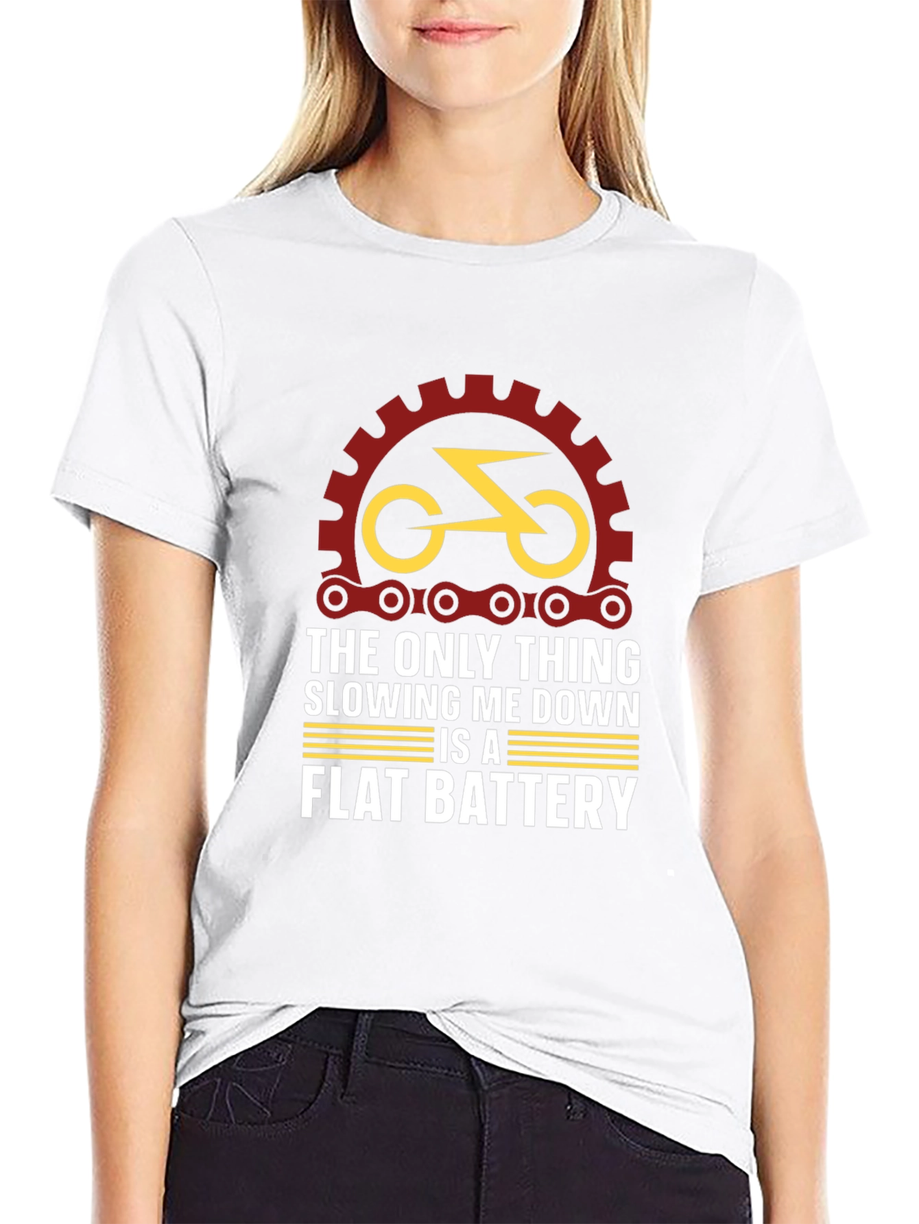 Funny Bike T-Shirt - Flat Battery