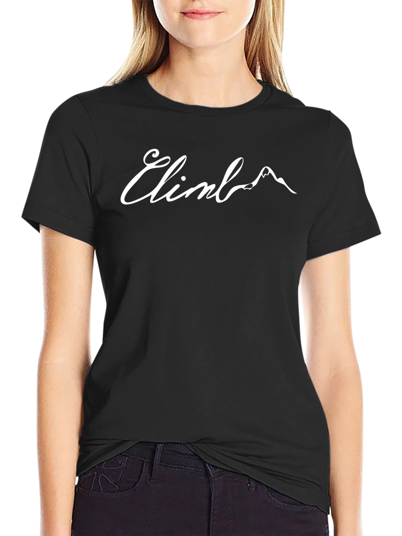 Climb Mountain Graphic Tee - Black Cotton T-Shirt