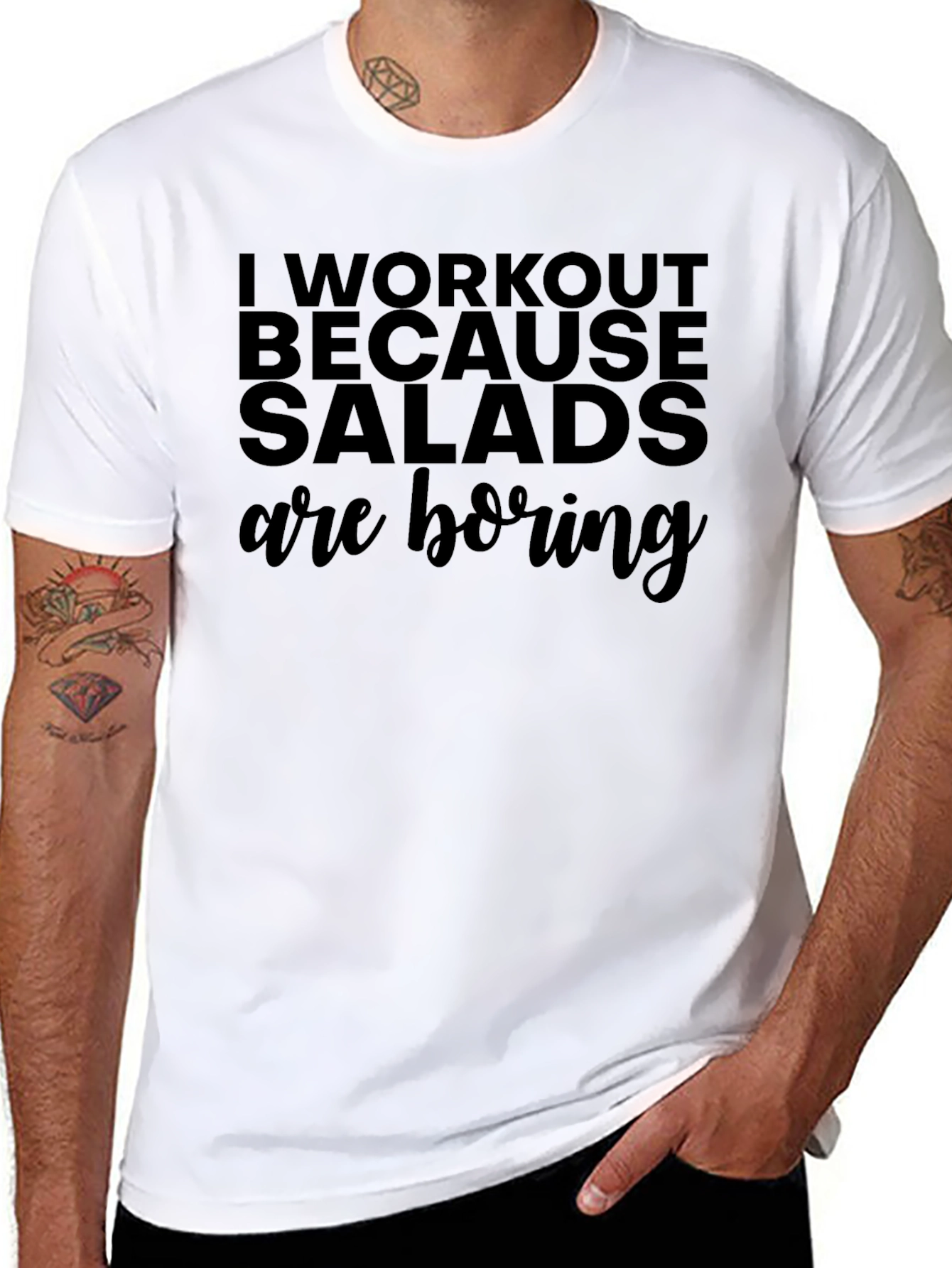 Workout Because Salads are Boring Black T-Shirt