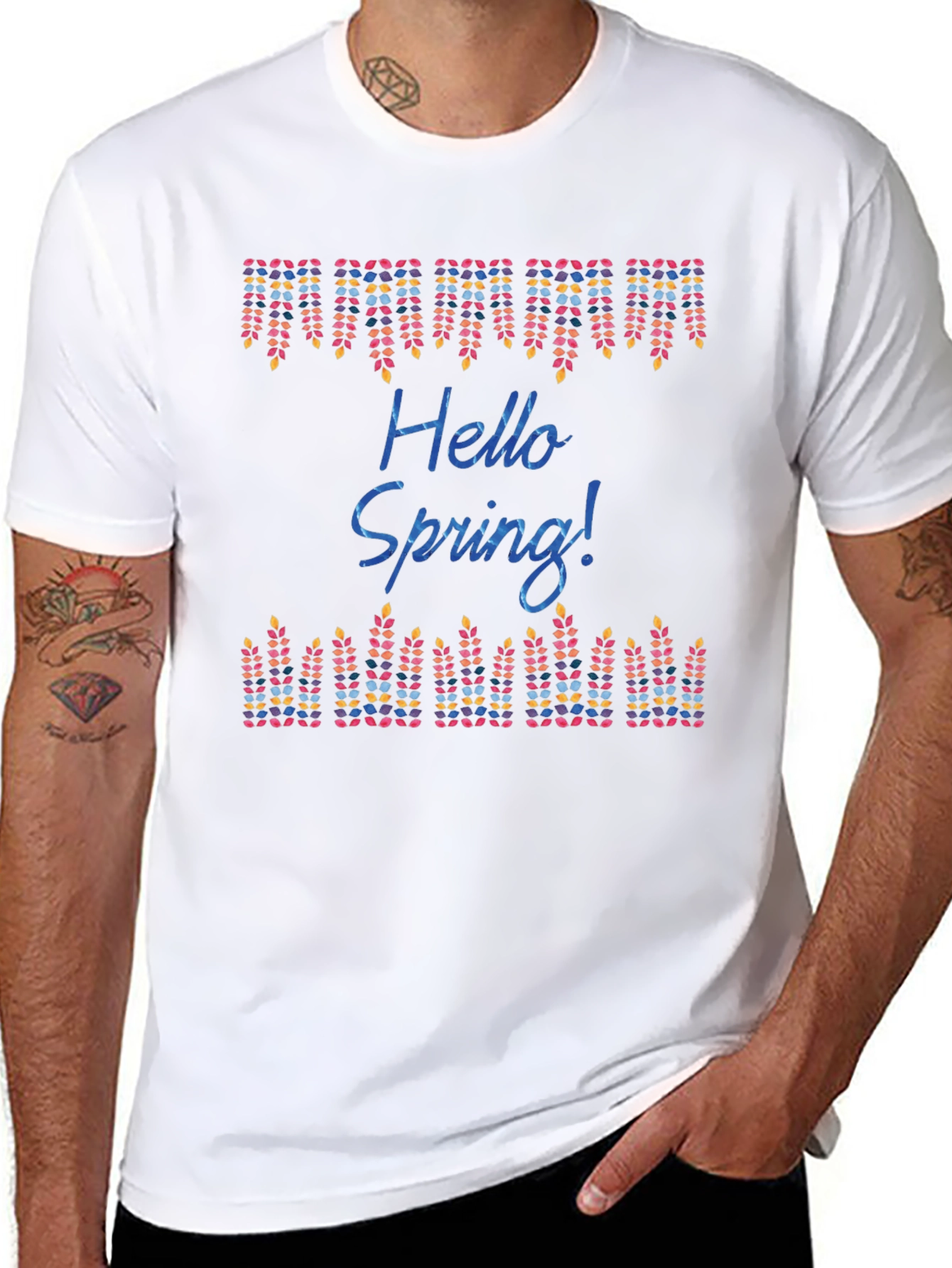 Hello Spring! Graphic Print Black T-Shirt