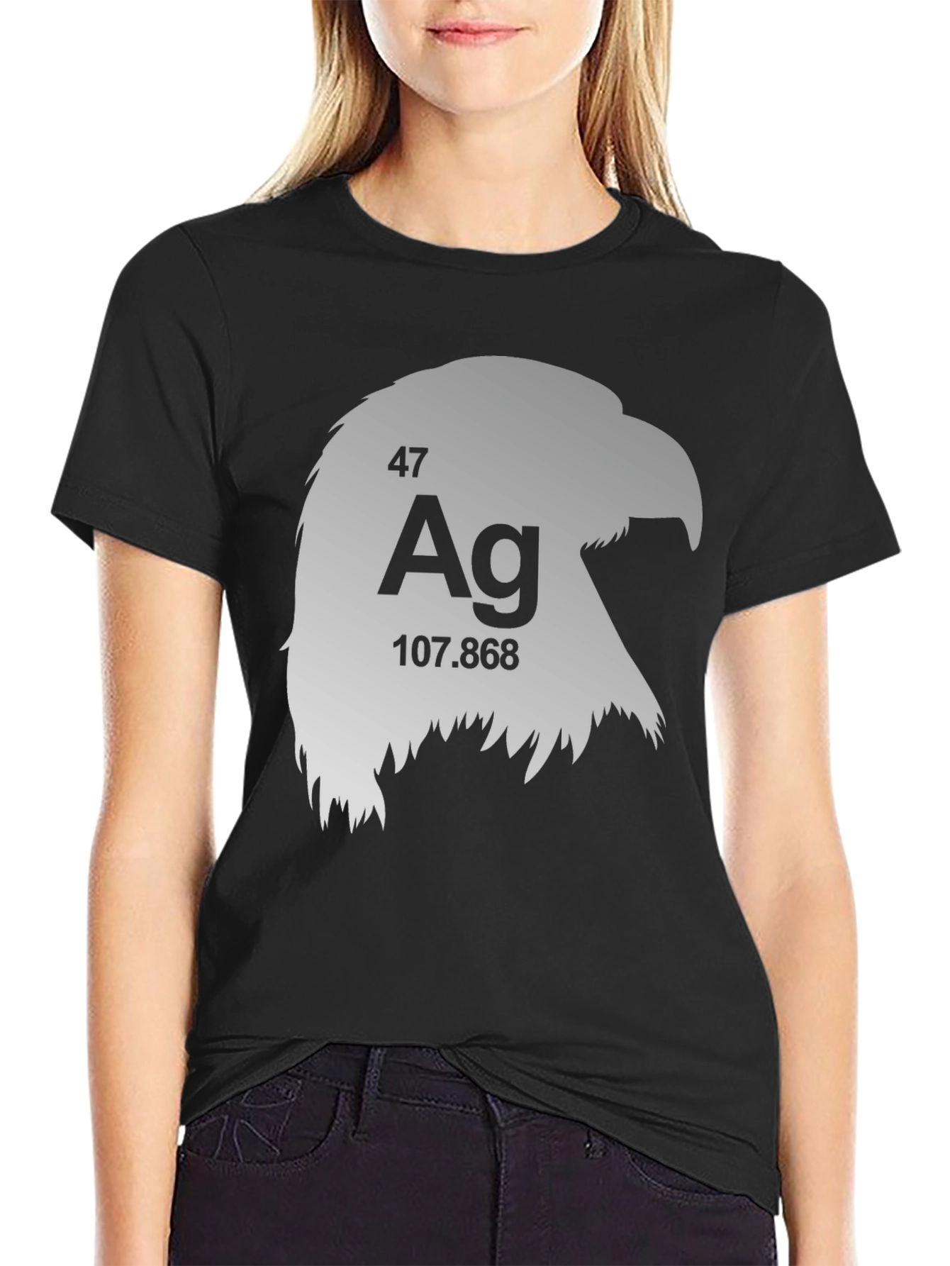 Silver Eagle Periodic Table Mens Black T-Shirt
