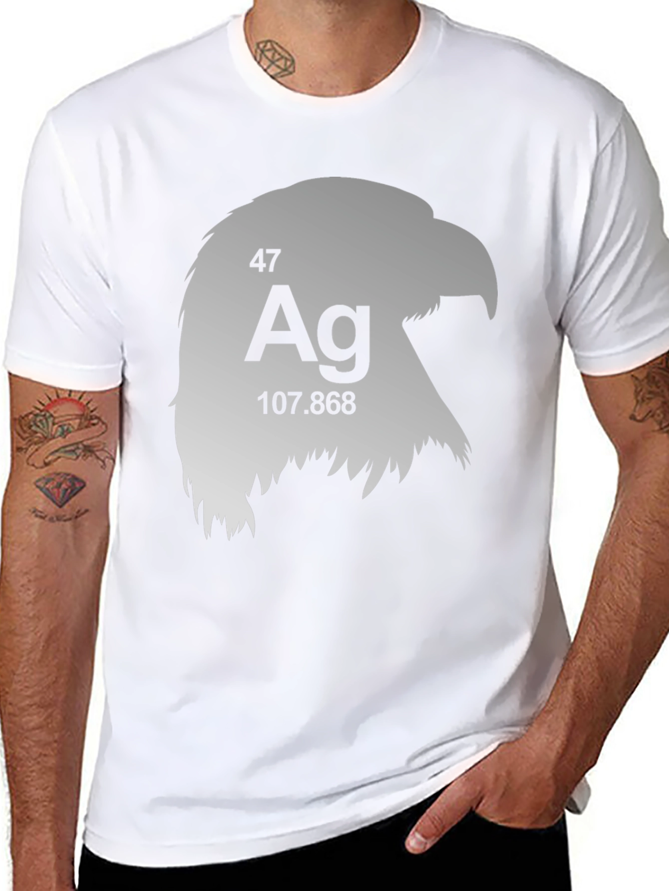 Silver Eagle Periodic Table Mens Black T-Shirt