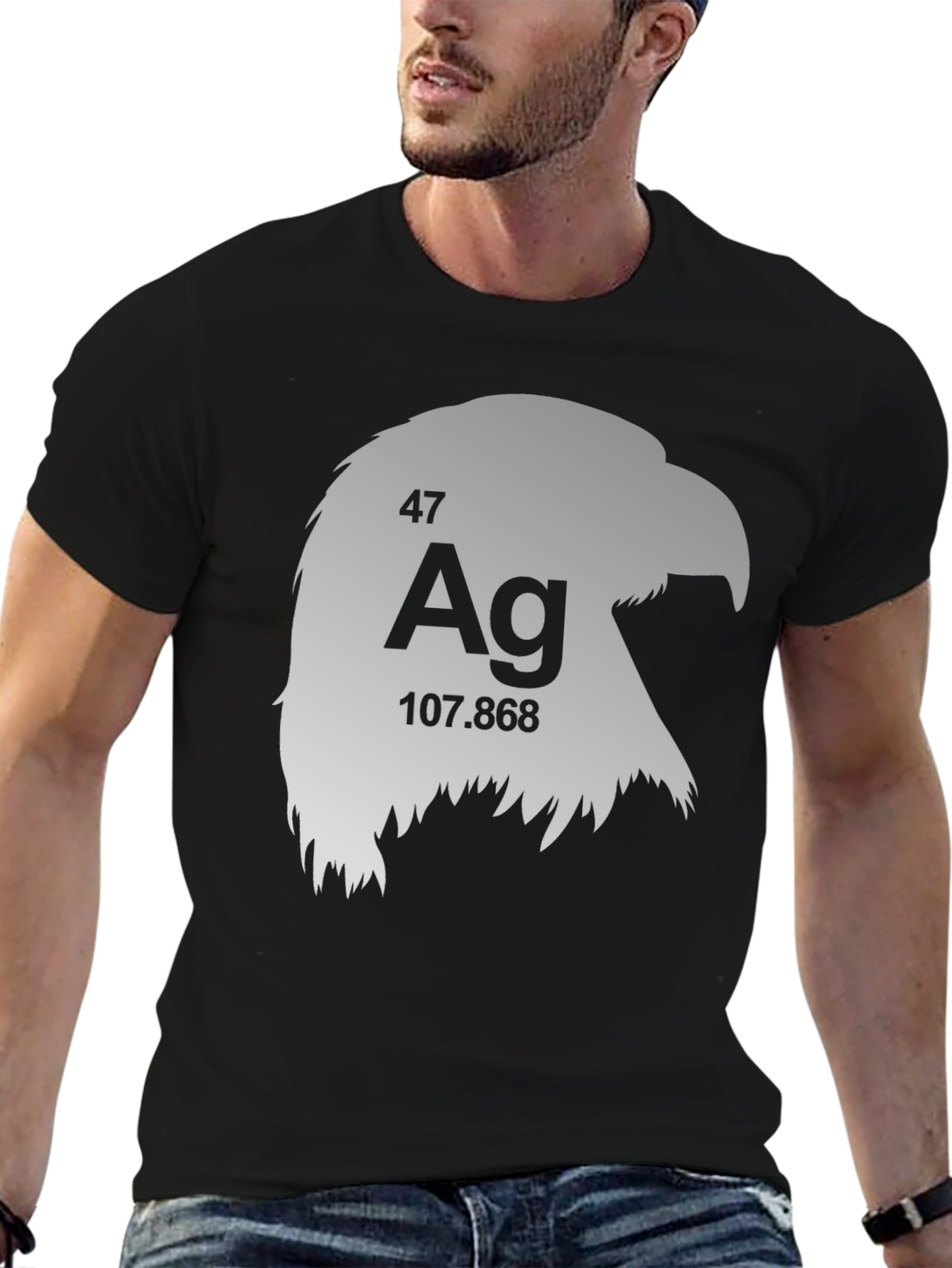 Silver Eagle Periodic Table Mens Black T-Shirt