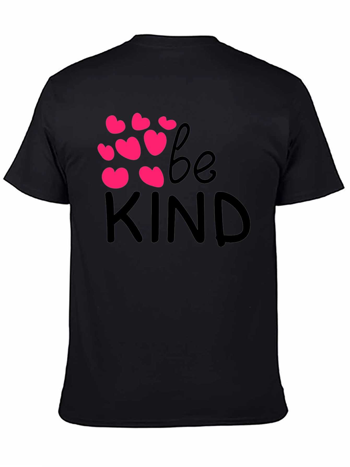 Be Kind Black T-Shirt with Pink Hearts