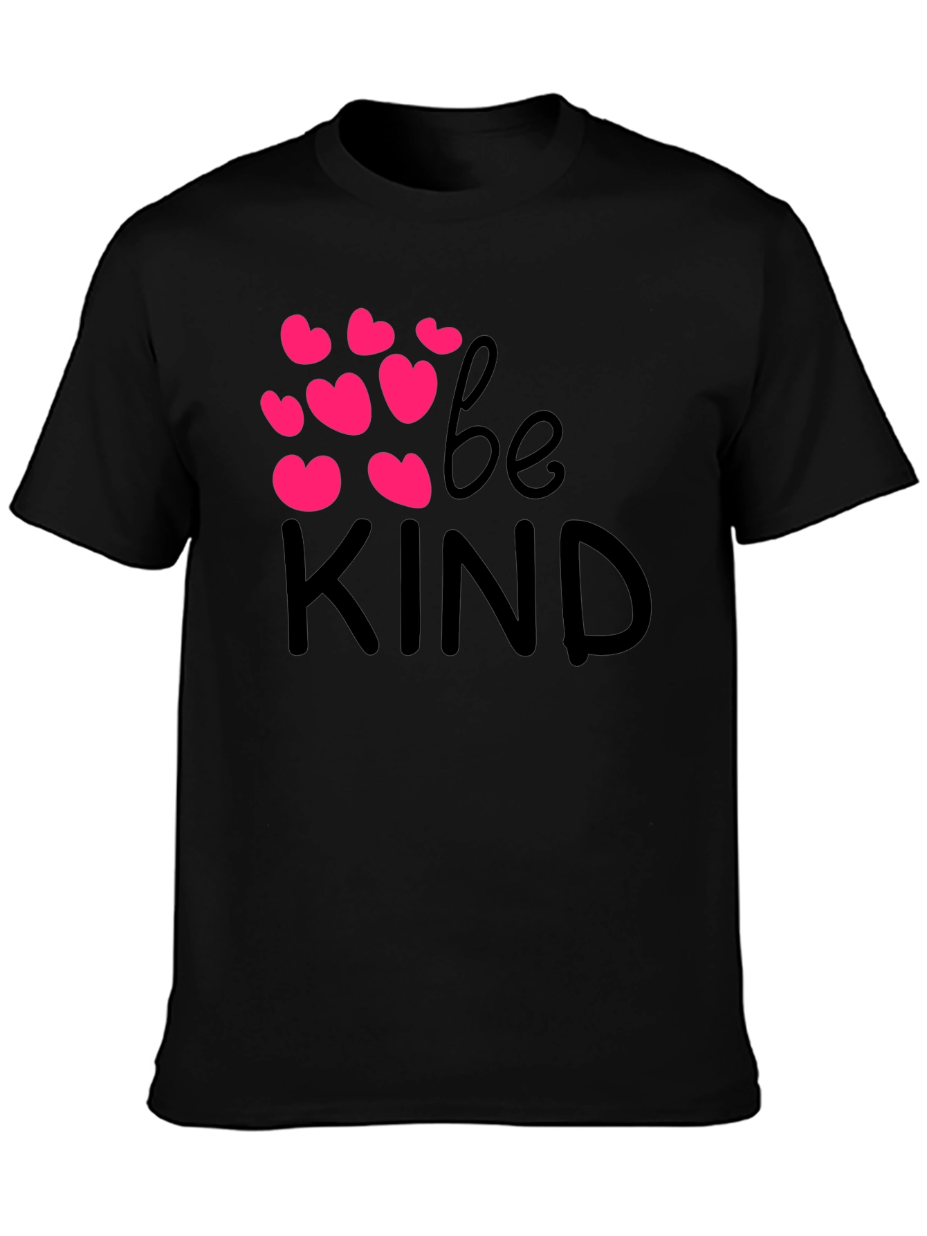 Be Kind Black T-Shirt with Pink Hearts
