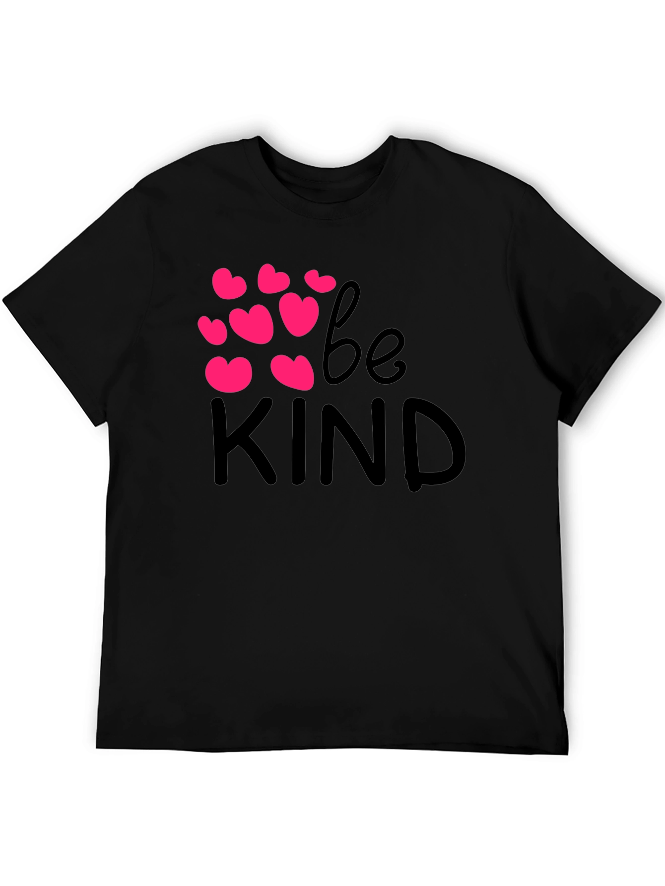 Be Kind Black T-Shirt with Pink Hearts