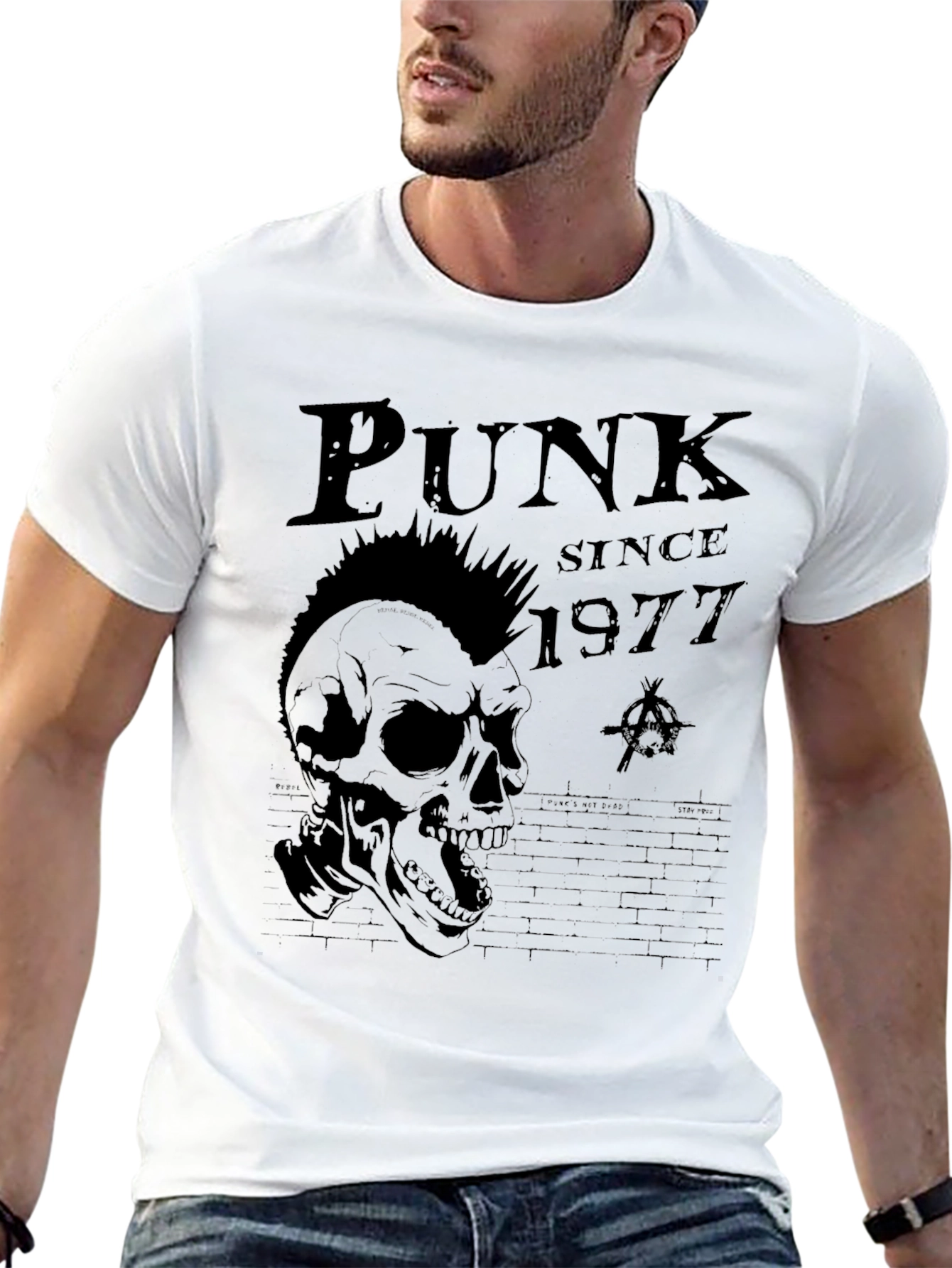 Punk Since 1977 Skull Graphic Tee - Black