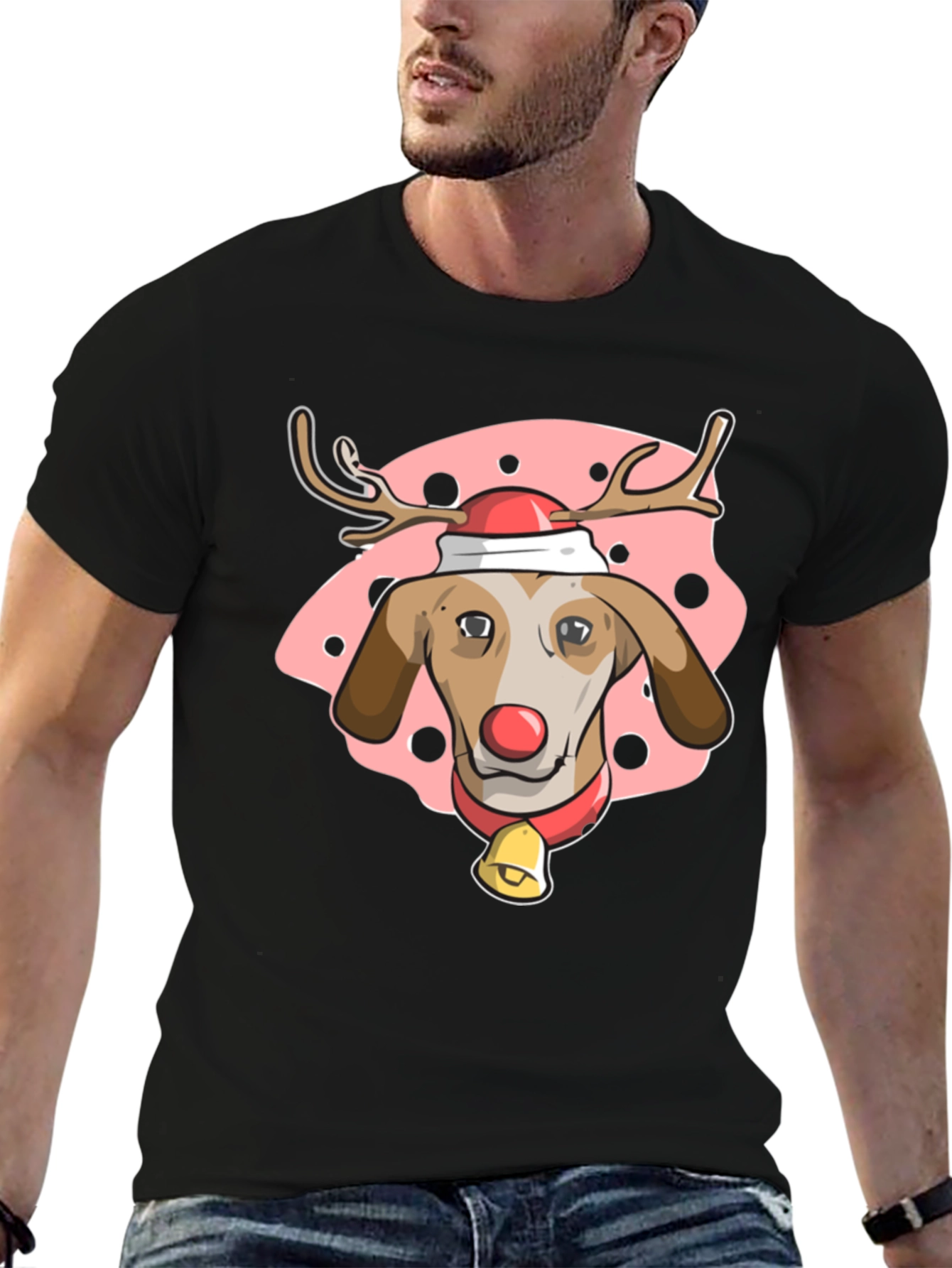 Festive Dog Reindeer T-Shirt - Holiday Cheer!