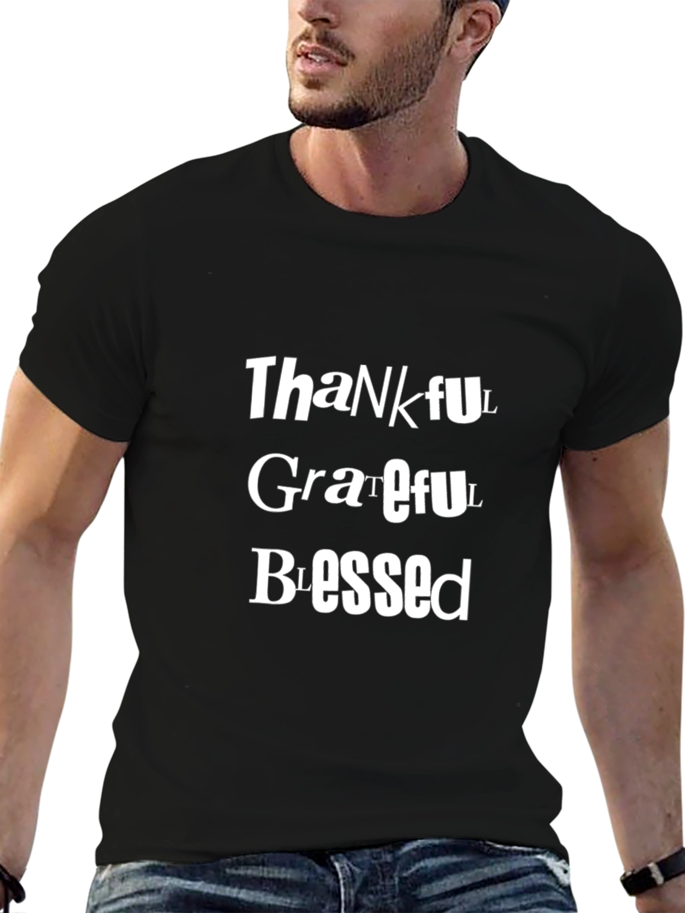 Thankful Grateful Blessed Black T-Shirt