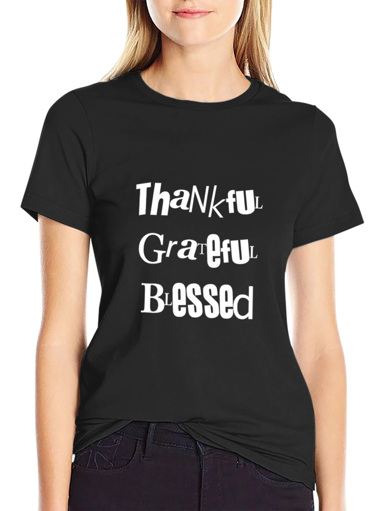 Thankful Grateful Blessed Black T-Shirt