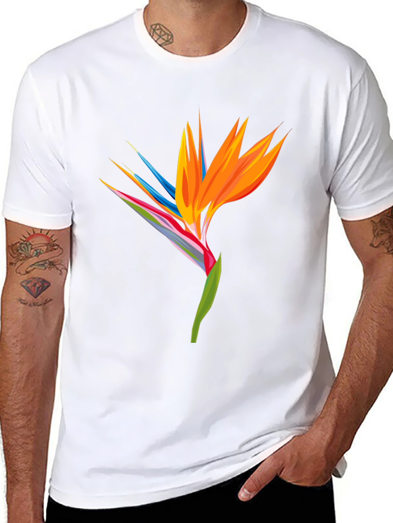 Bird of Paradise Graphic Tee - Black Casual Shirt