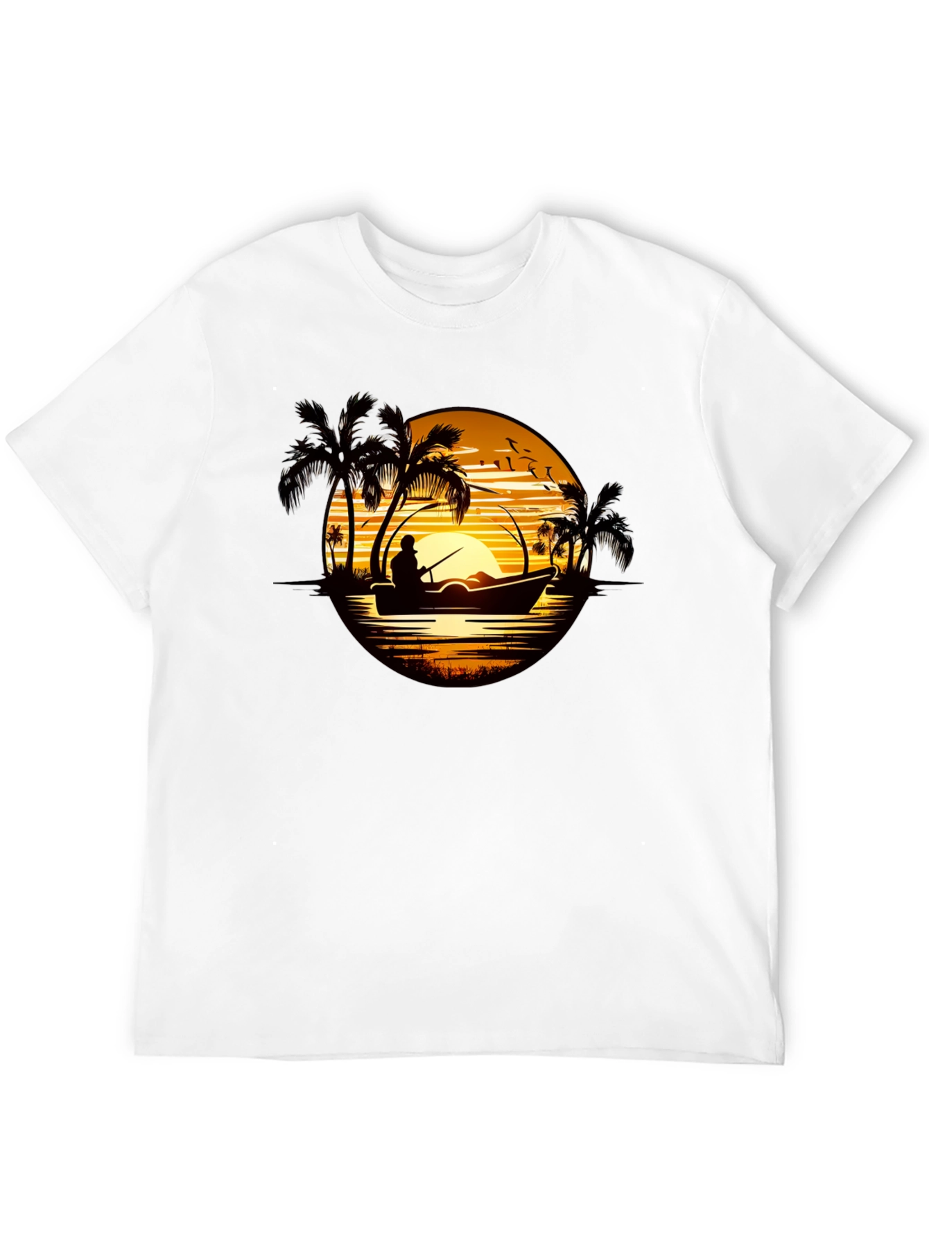 Sunset Fishing T-Shirt: Tropical Fisherman Design