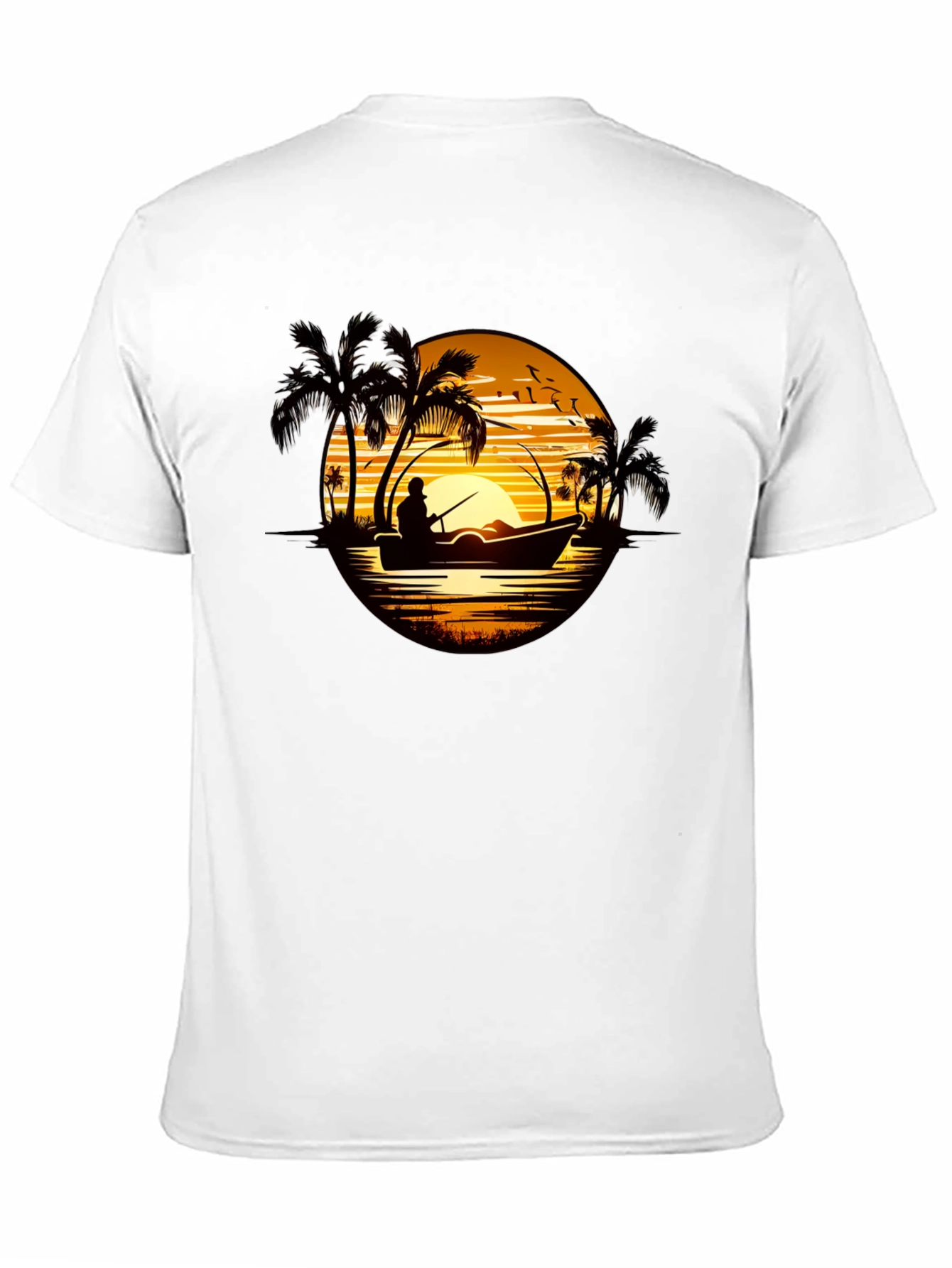 Sunset Fishing T-Shirt: Tropical Fisherman Design