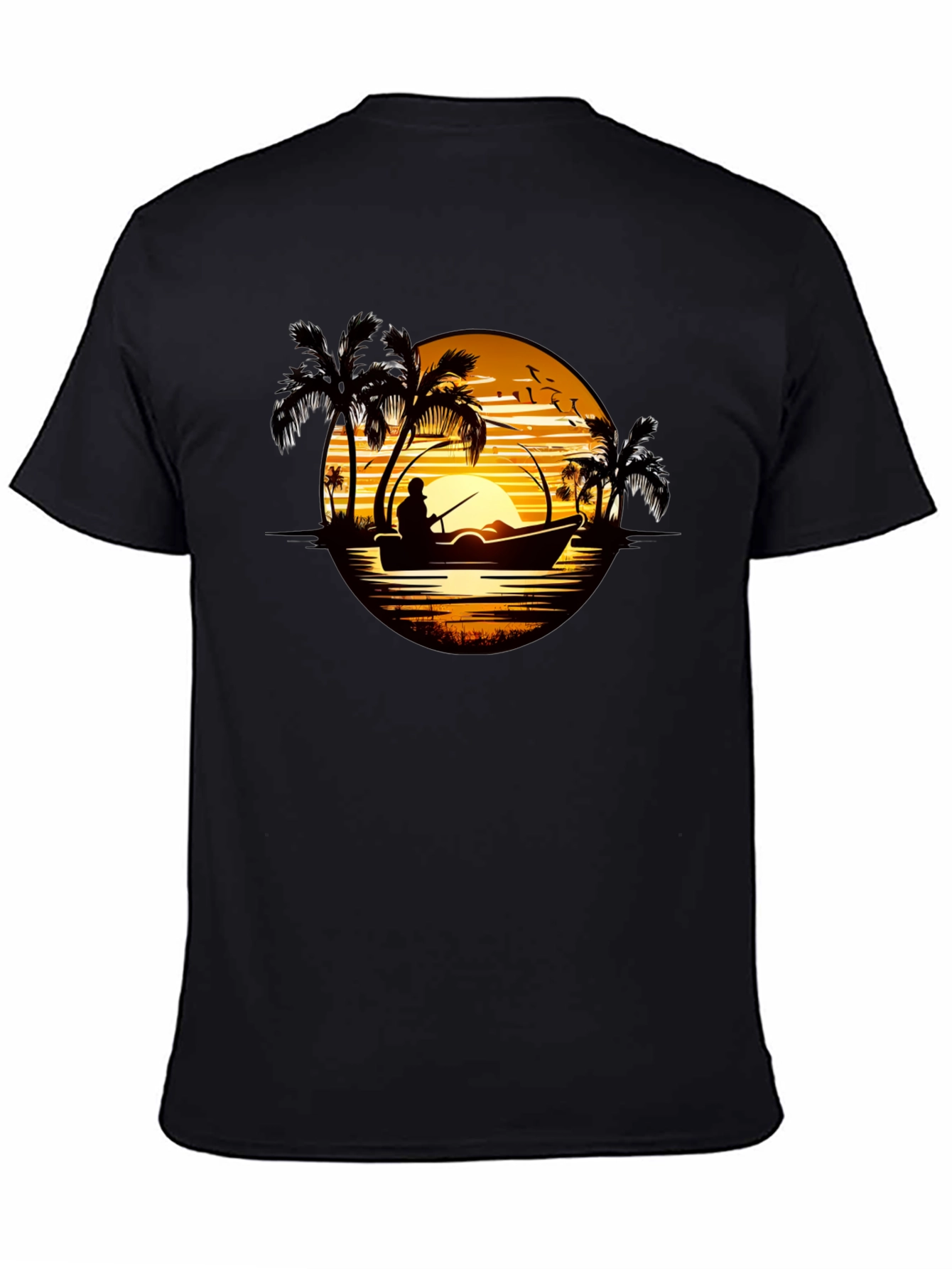 Sunset Fishing T-Shirt: Tropical Fisherman Design