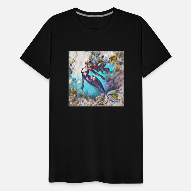 3 finned mermaid stained glass