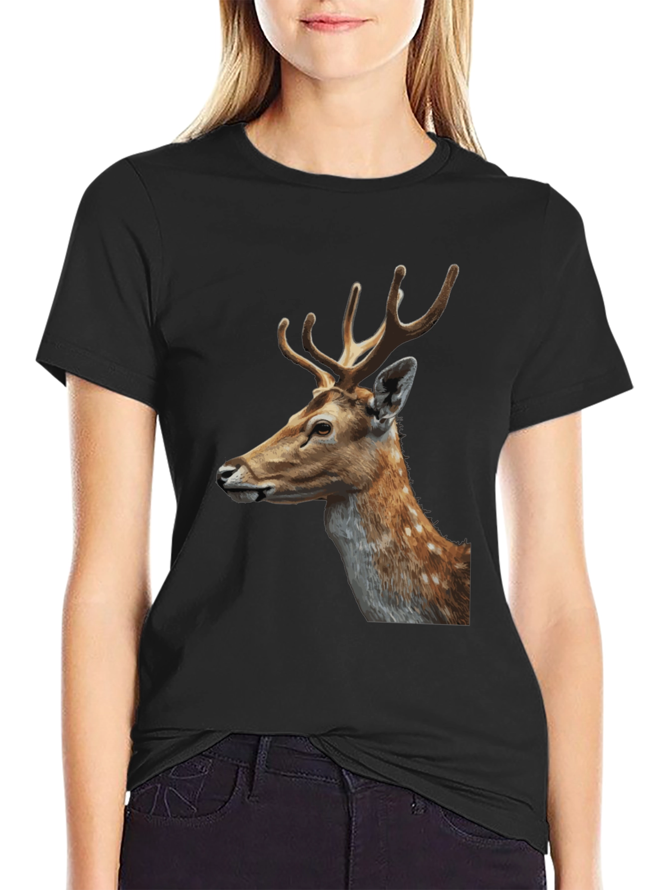 Deer Graphic Tee - Stylish Mens Black T-Shirt
