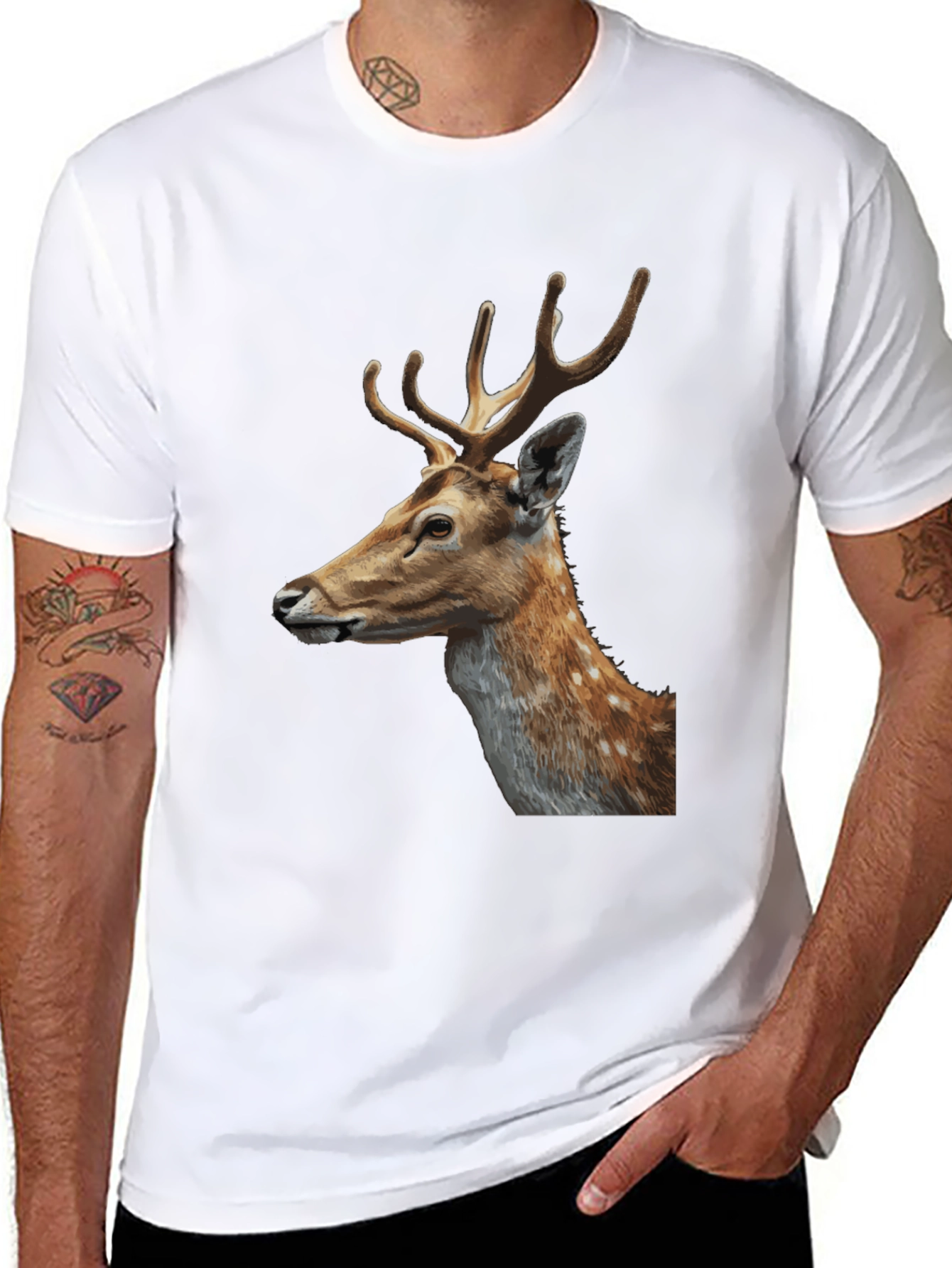 Deer Graphic Tee - Stylish Mens Black T-Shirt