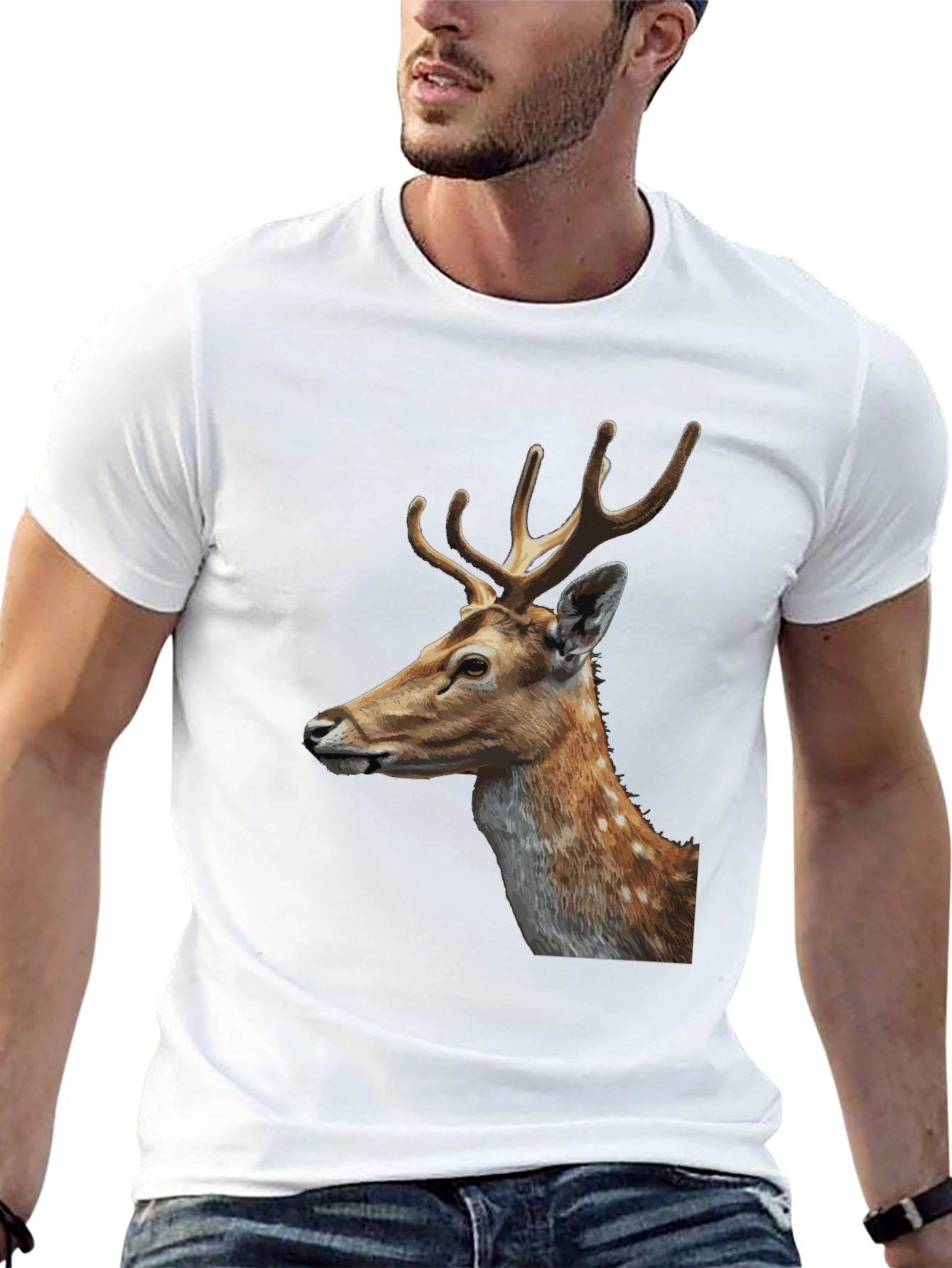 Deer Graphic Tee - Stylish Mens Black T-Shirt