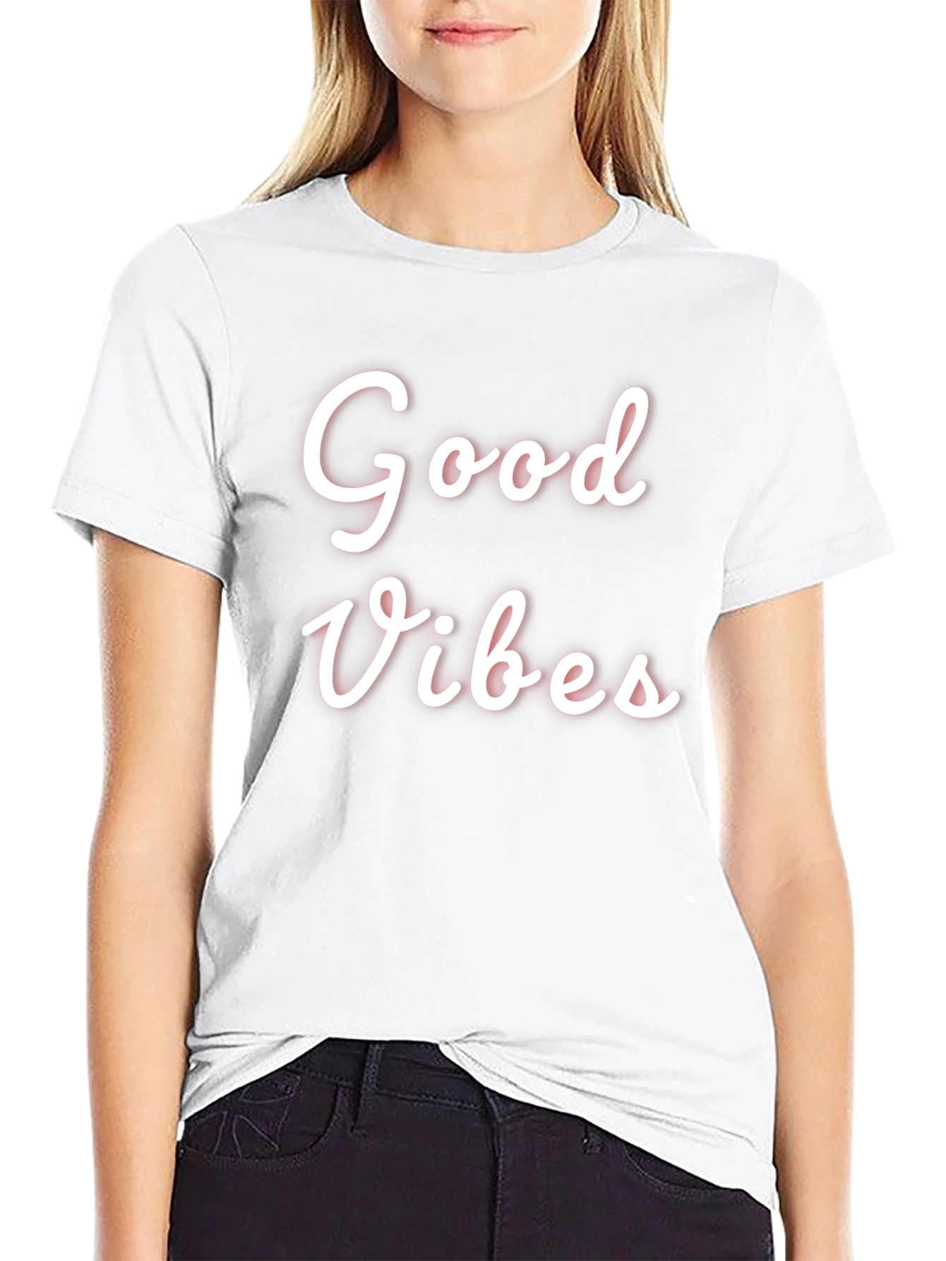 Good Vibes Black Graphic Tee Casual Wear