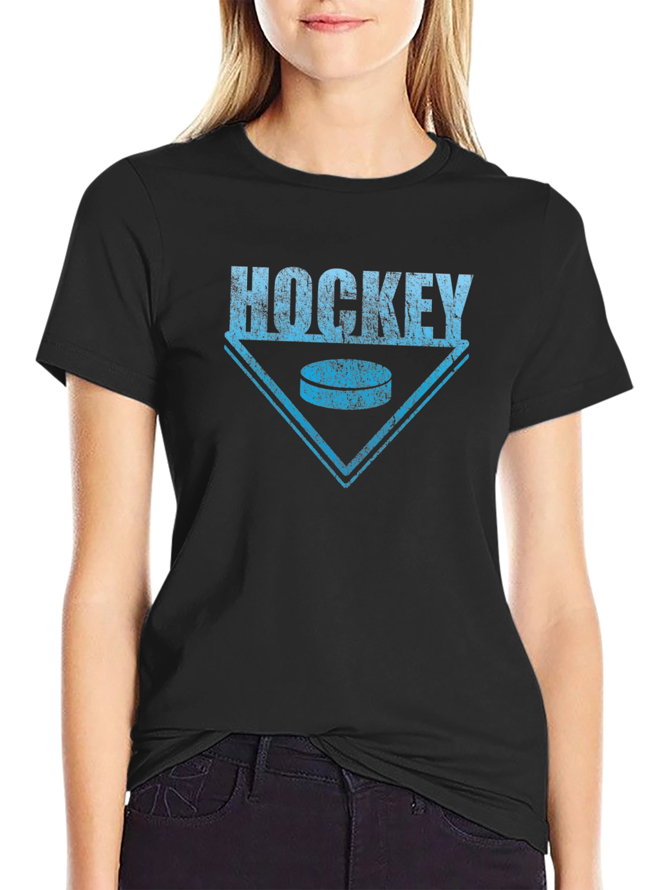 Hockey Graphic T-Shirt - Casual Black Tee