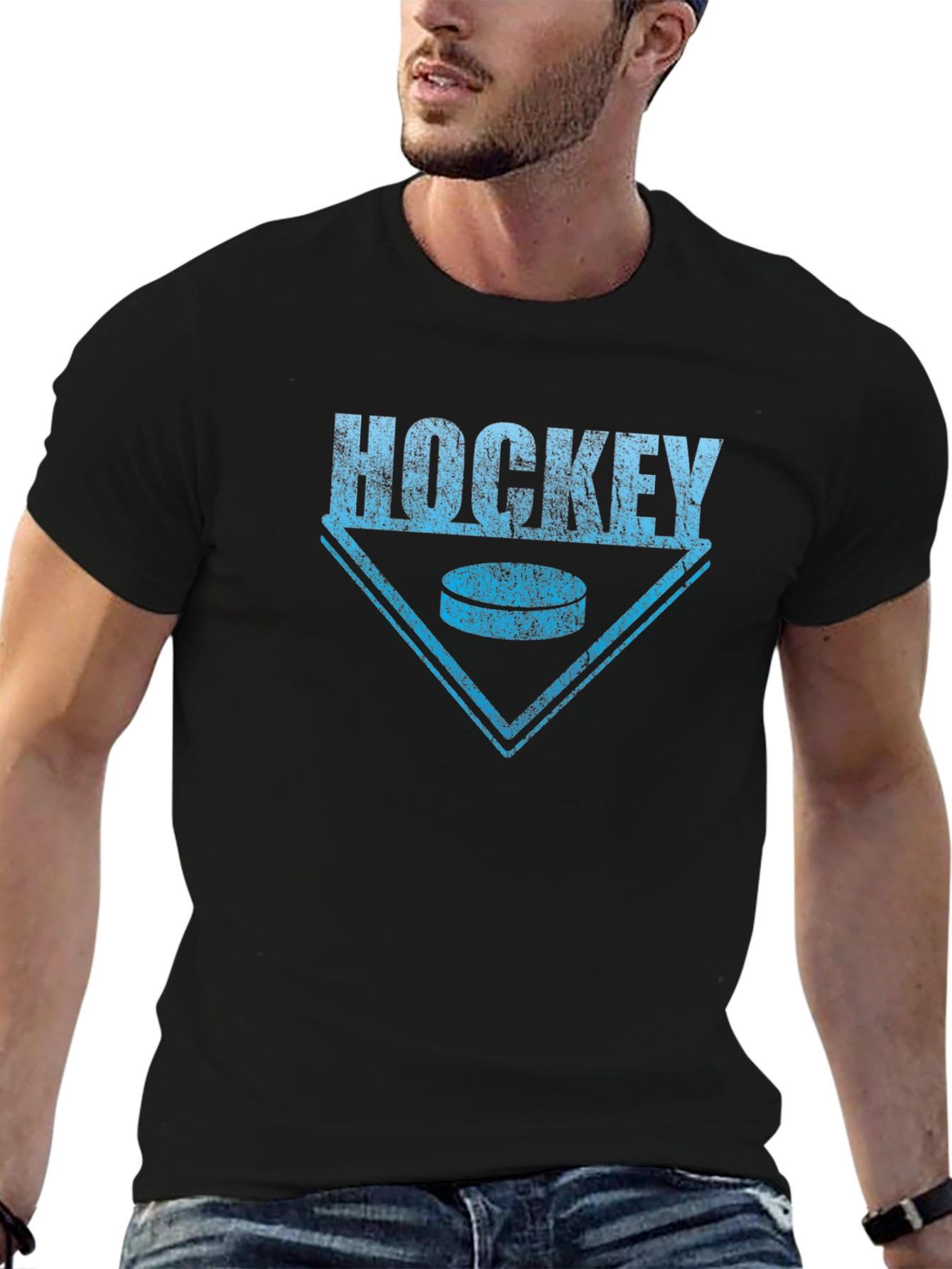 Hockey Graphic T-Shirt - Casual Black Tee