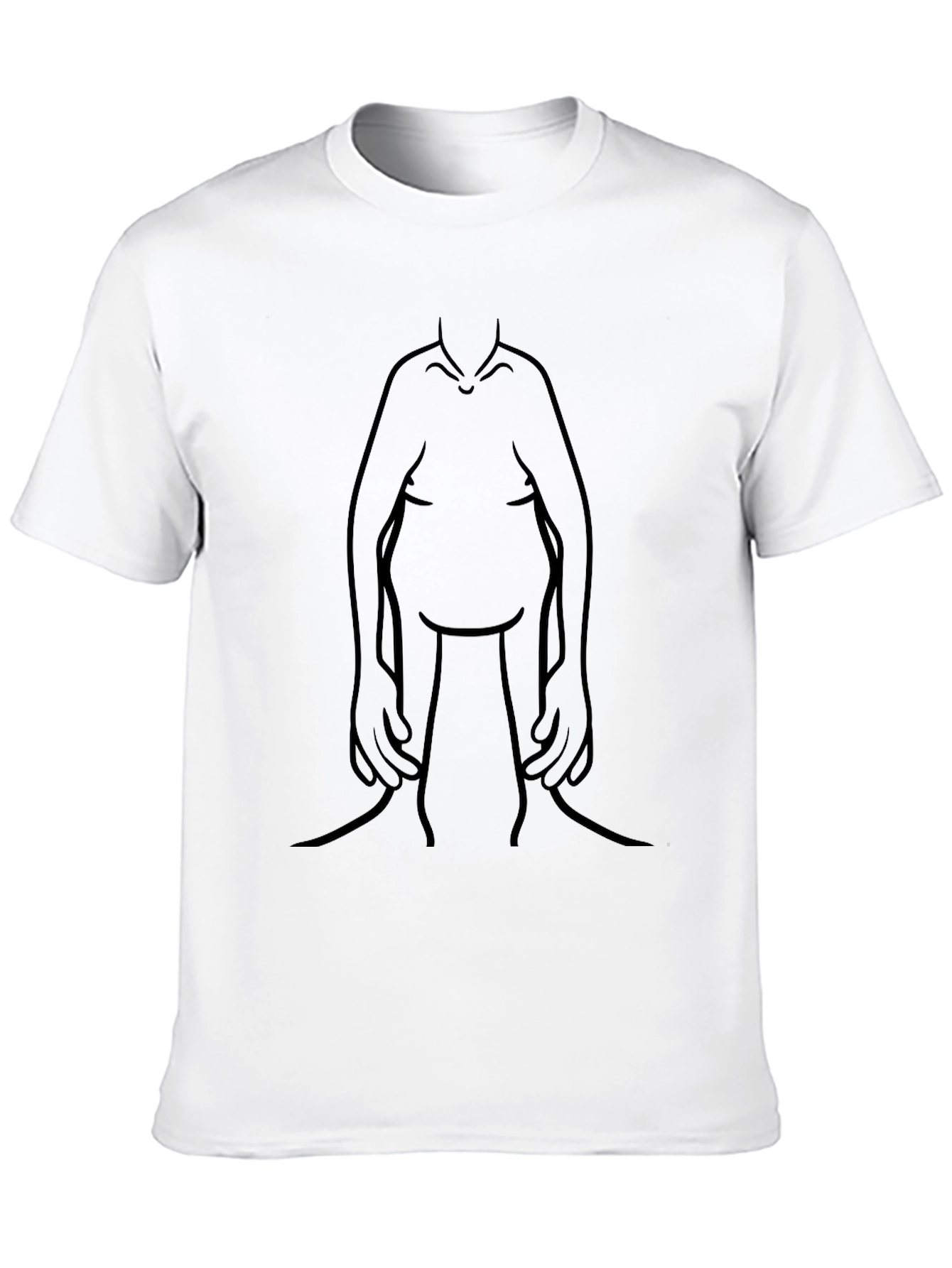 Mens Black Graphic Tee - Funny Body Outline