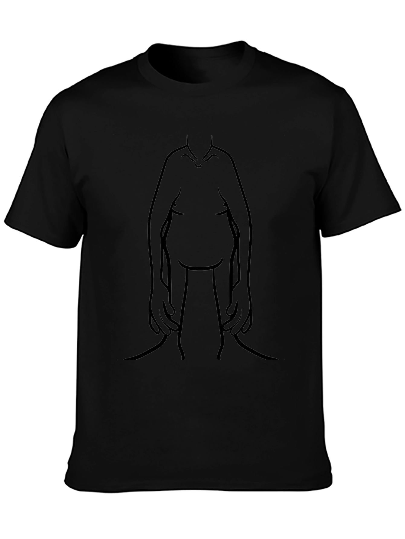 Mens Black Graphic Tee - Funny Body Outline