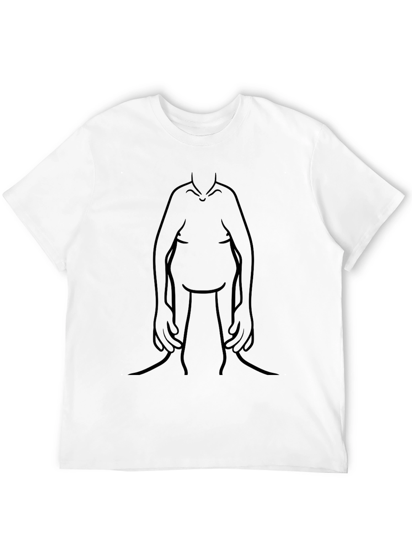 Mens Black Graphic Tee - Funny Body Outline