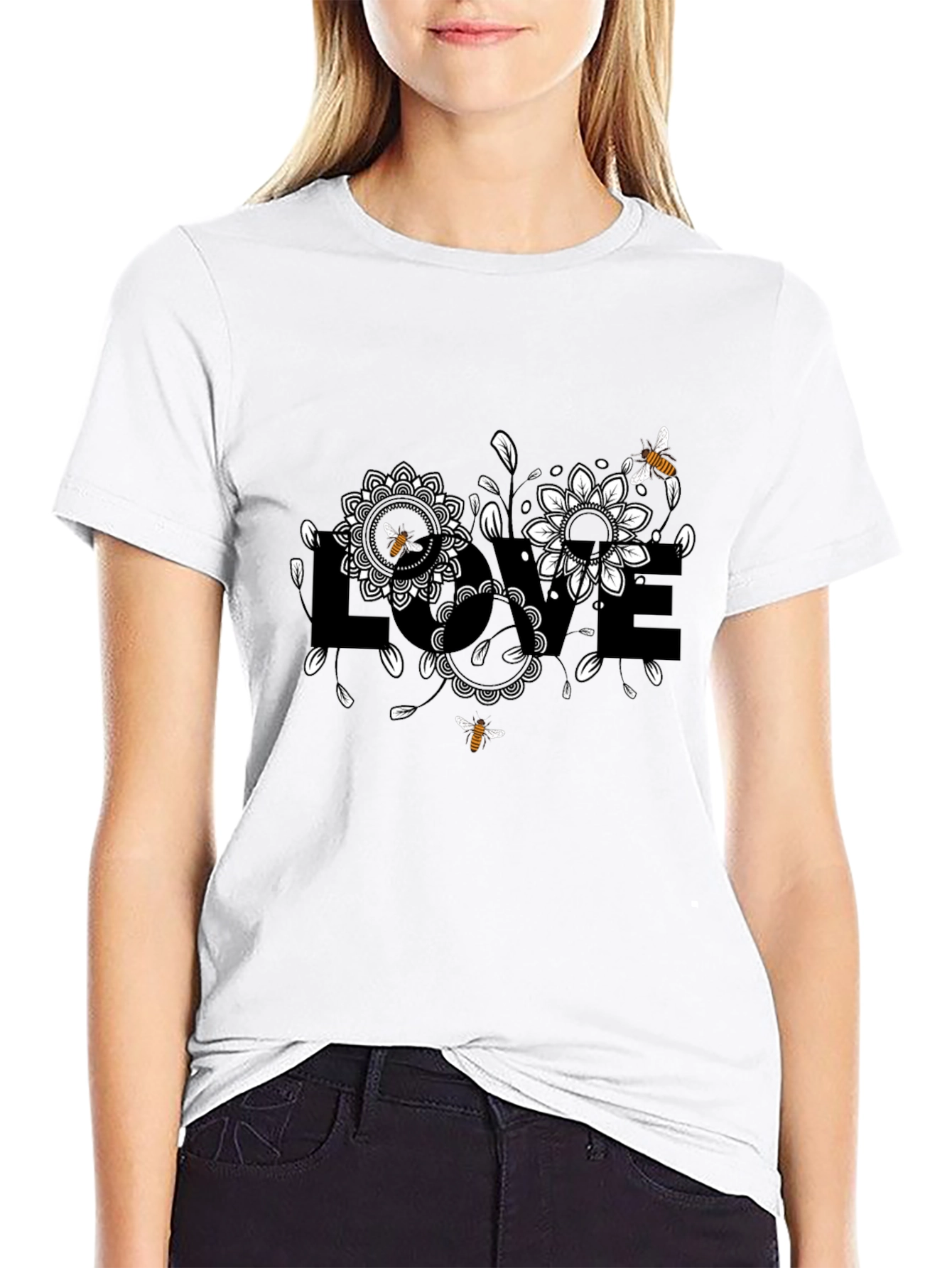 Love Blooms: Bee & Floral Graphic Tee