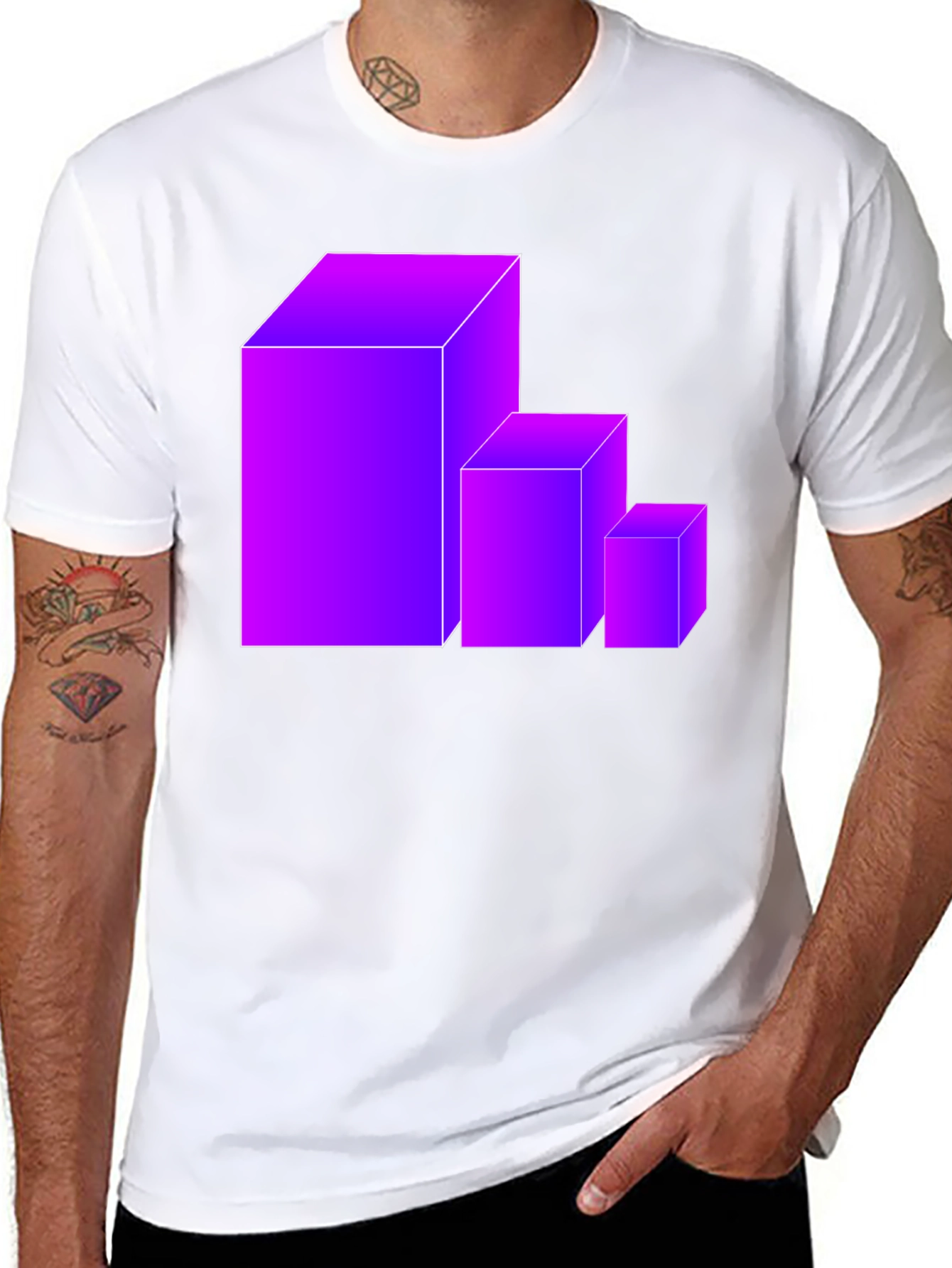 Gradient Cube Graphic T-Shirt - Modern Geometric Tee