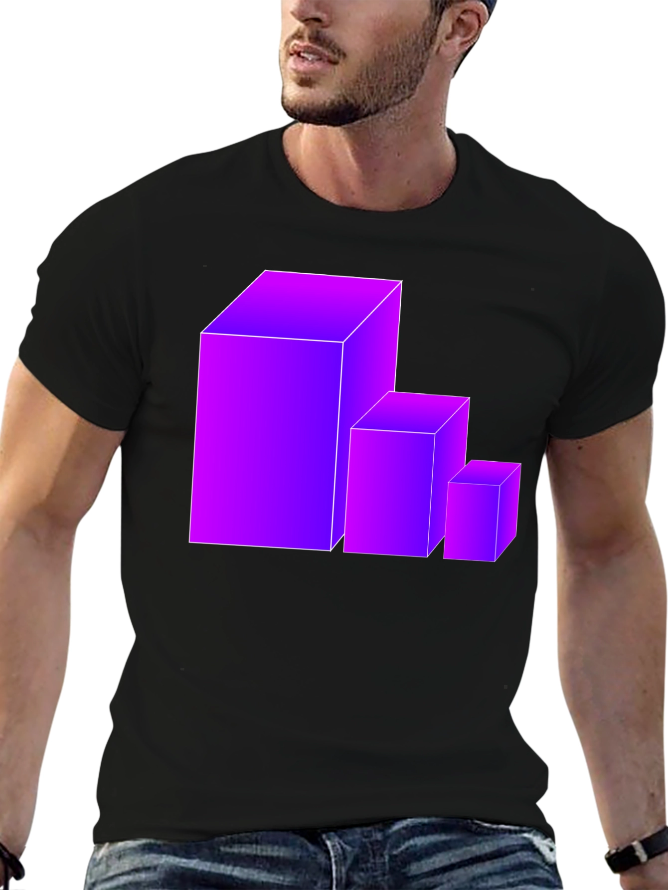 Gradient Cube Graphic T-Shirt - Modern Geometric Tee