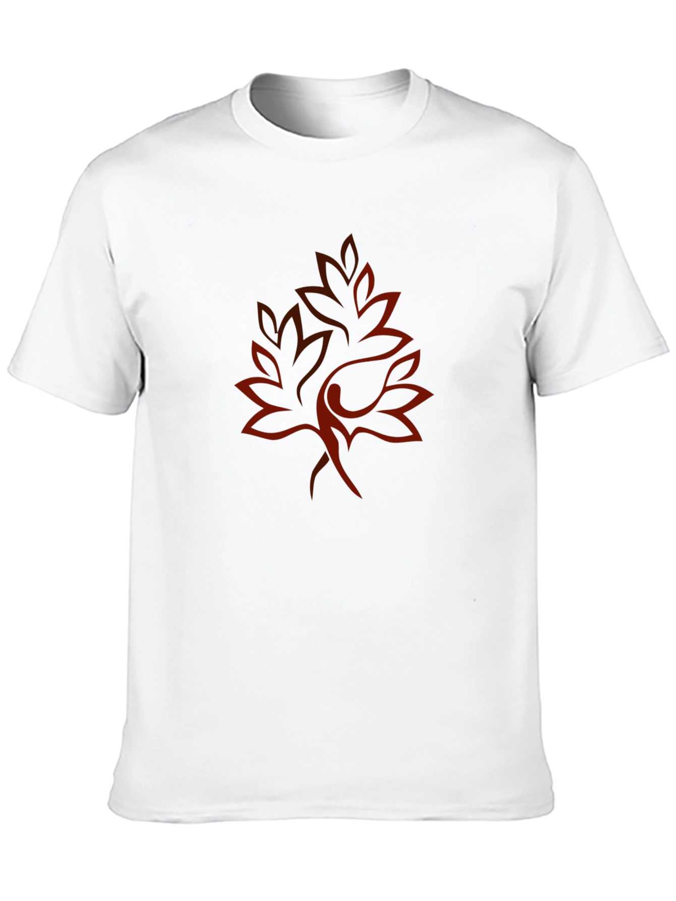 Leaf Print Black Crew Neck Tee