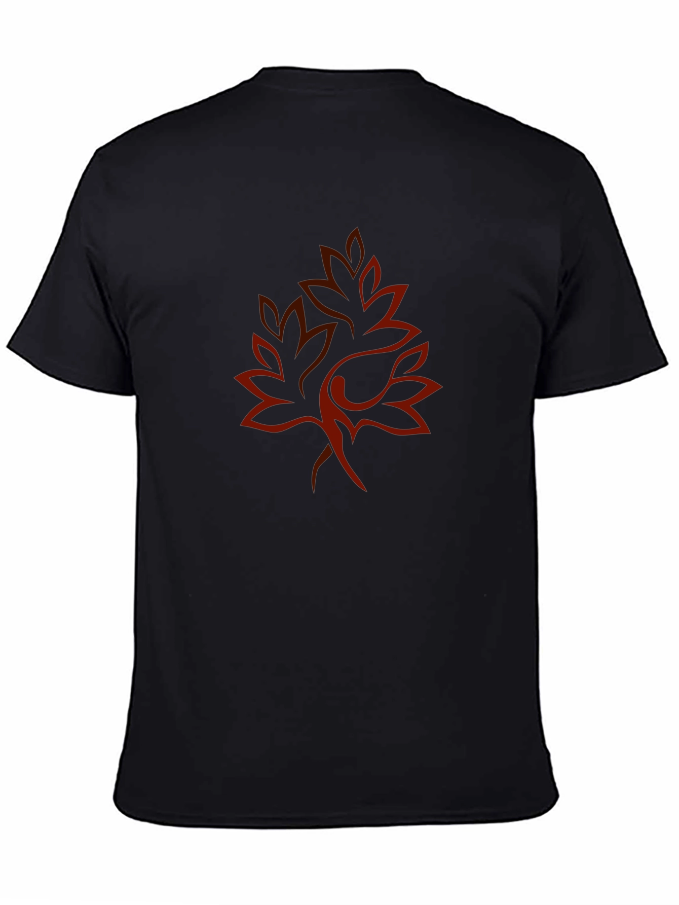 Leaf Print Black Crew Neck Tee