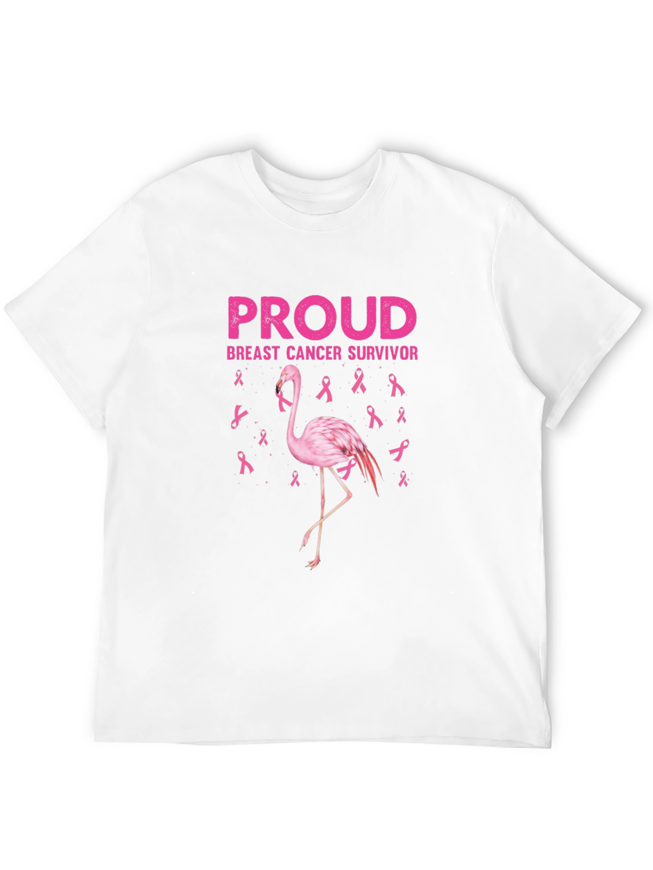 Proud Breast Cancer Survivor Flamingo T-Shirt