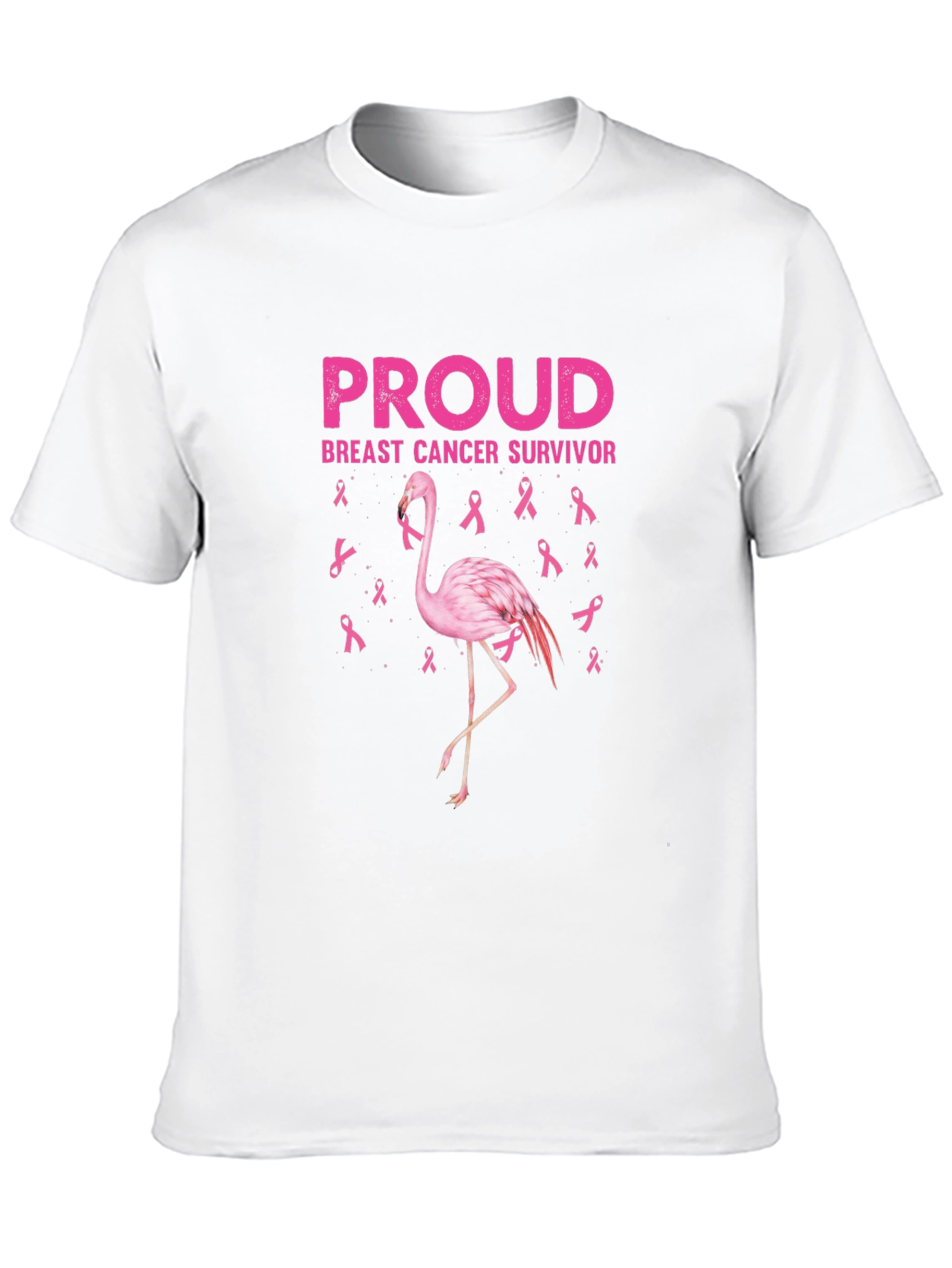 Proud Breast Cancer Survivor Flamingo T-Shirt