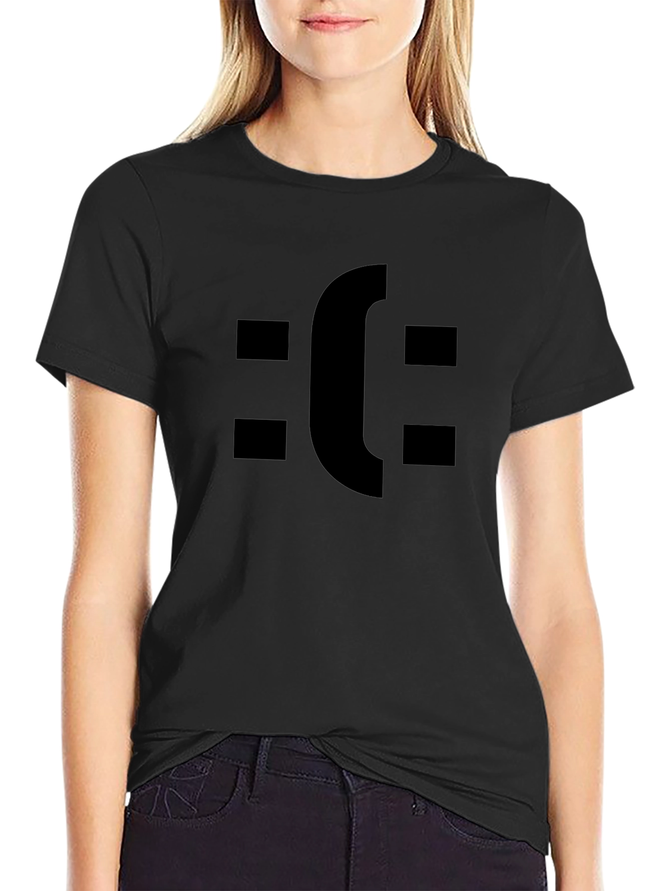 Sad Face T-Shirt - Black Graphic Tee