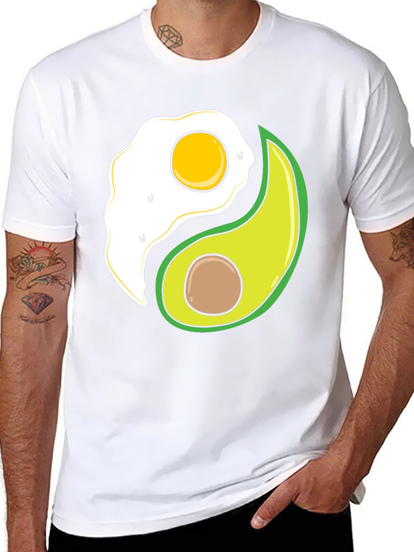 Egg & Avocado Yin Yang Black Graphic Tee