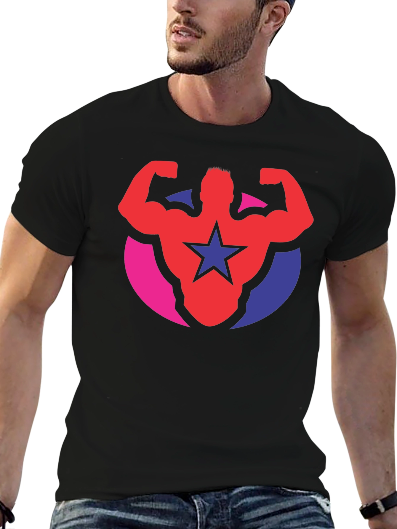Muscle Star Graphic Tee - Black