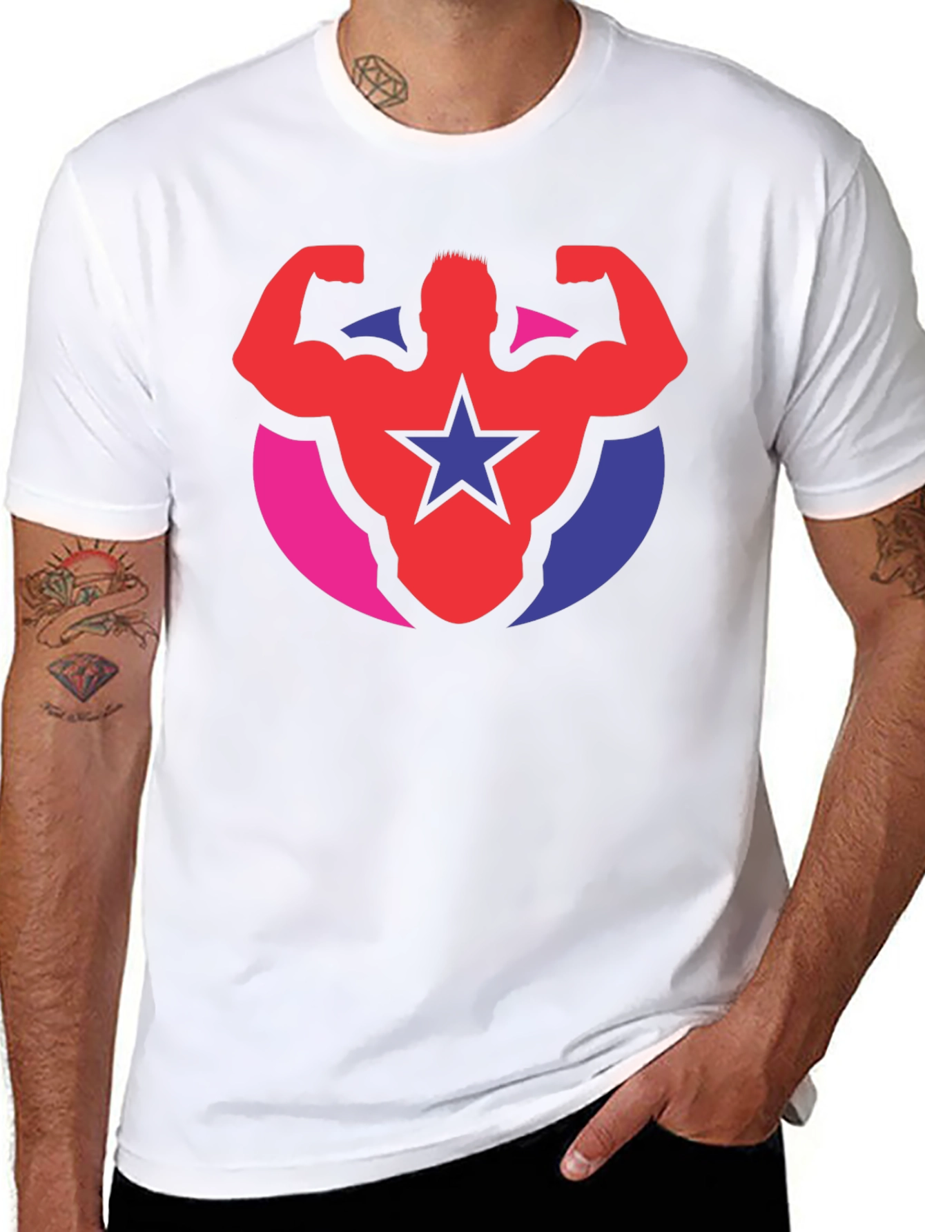 Muscle Star Graphic Tee - Black