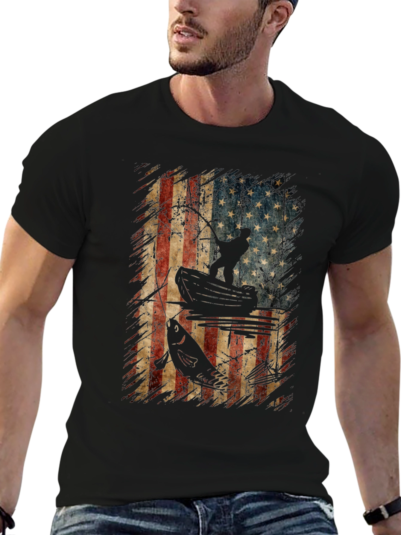 American Flag Fishing Graphic Tee