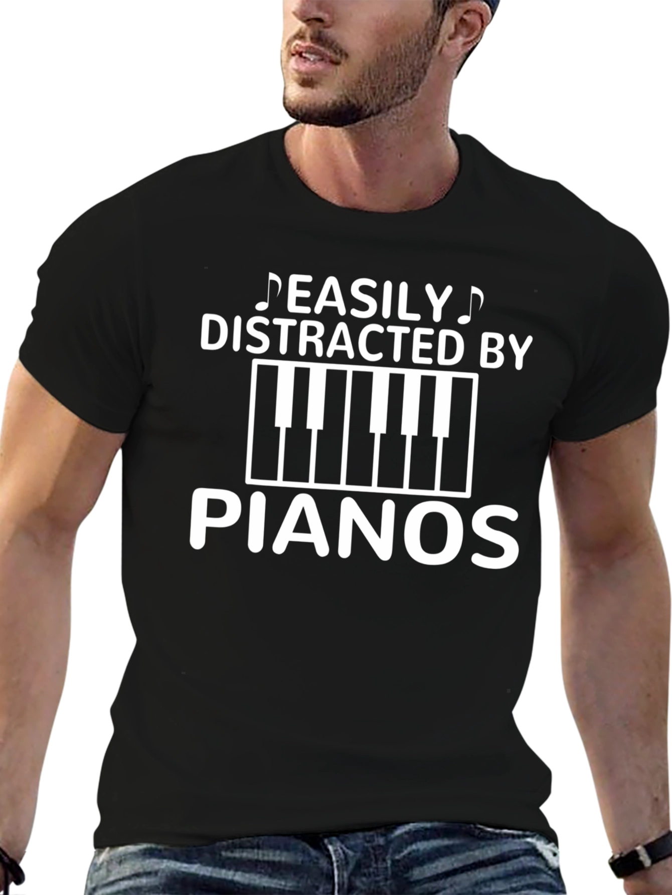 Easily Distracted By Pianos Graphic T-Shirt