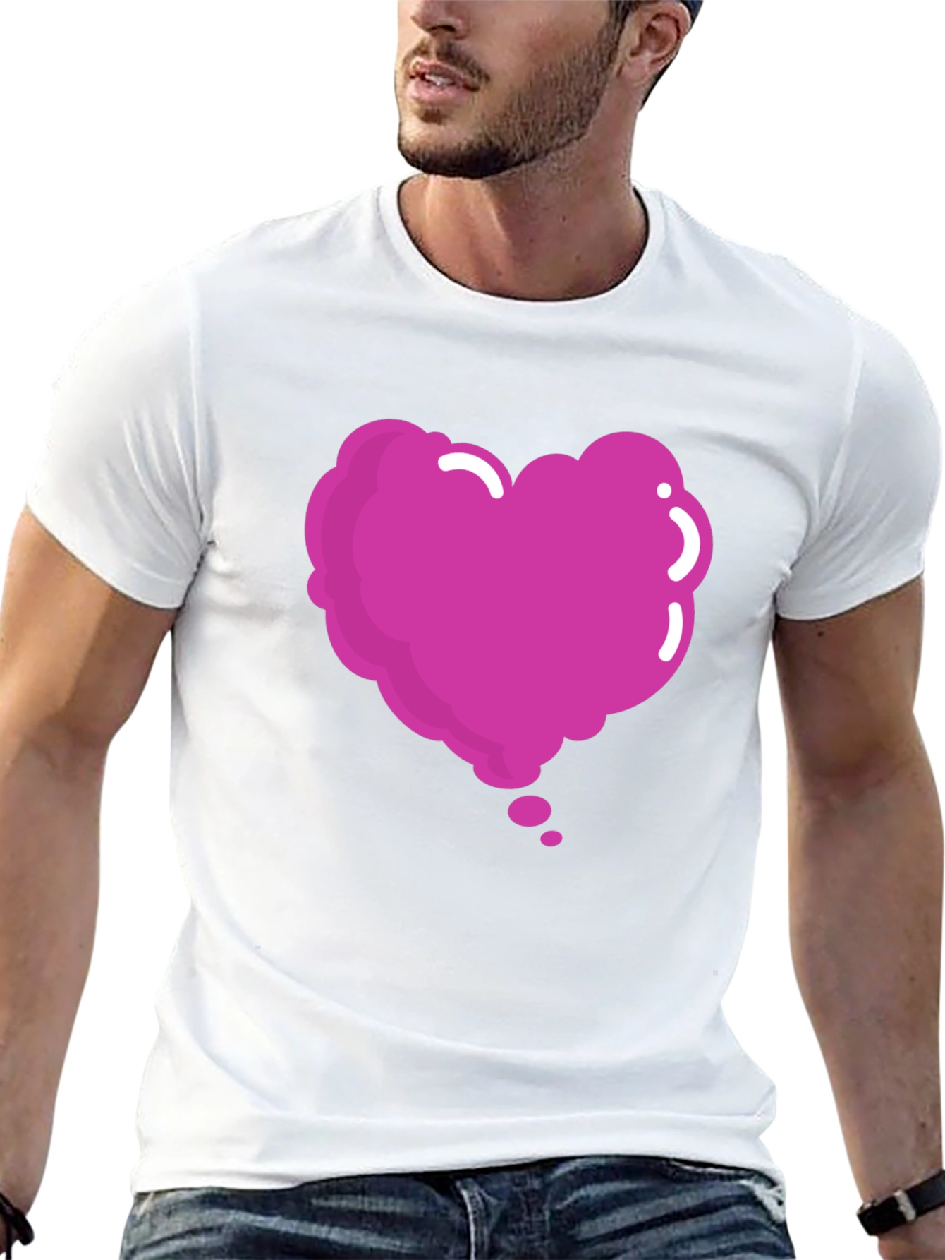 Heart Bubble Graphic Tee - Black Cotton Blend