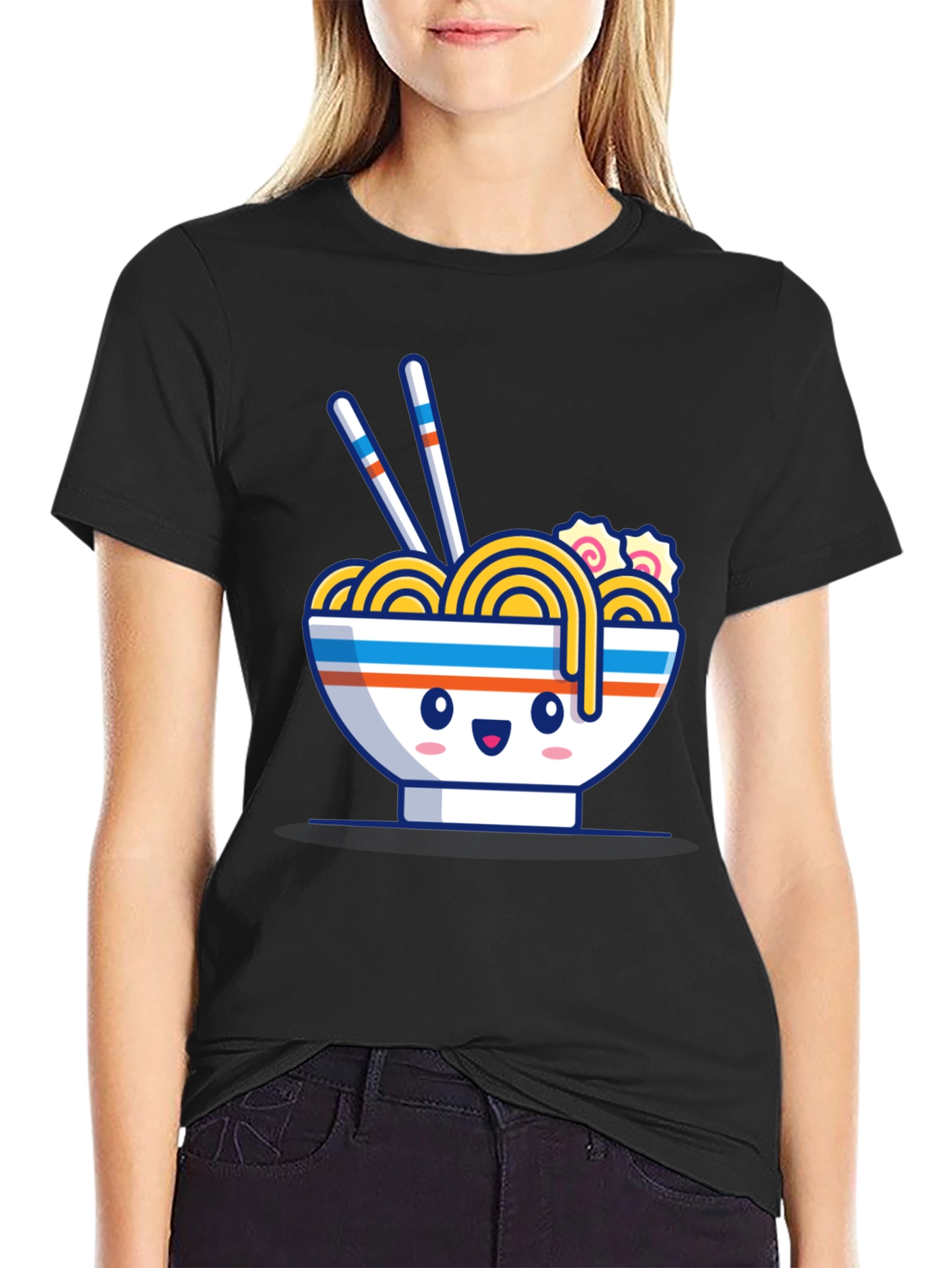 Kawaii Ramen Bowl Black T-Shirt