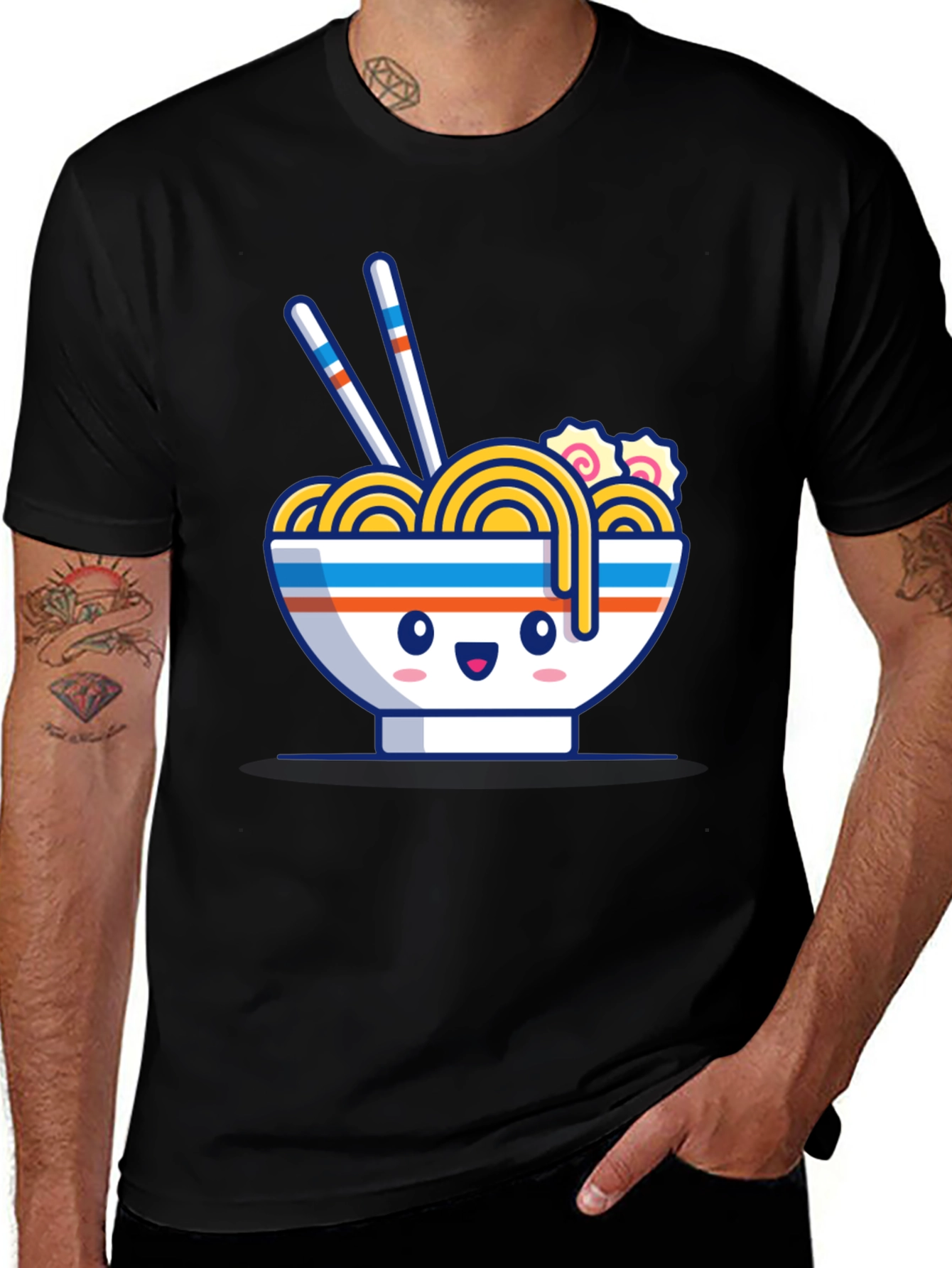 Kawaii Ramen Bowl Black T-Shirt