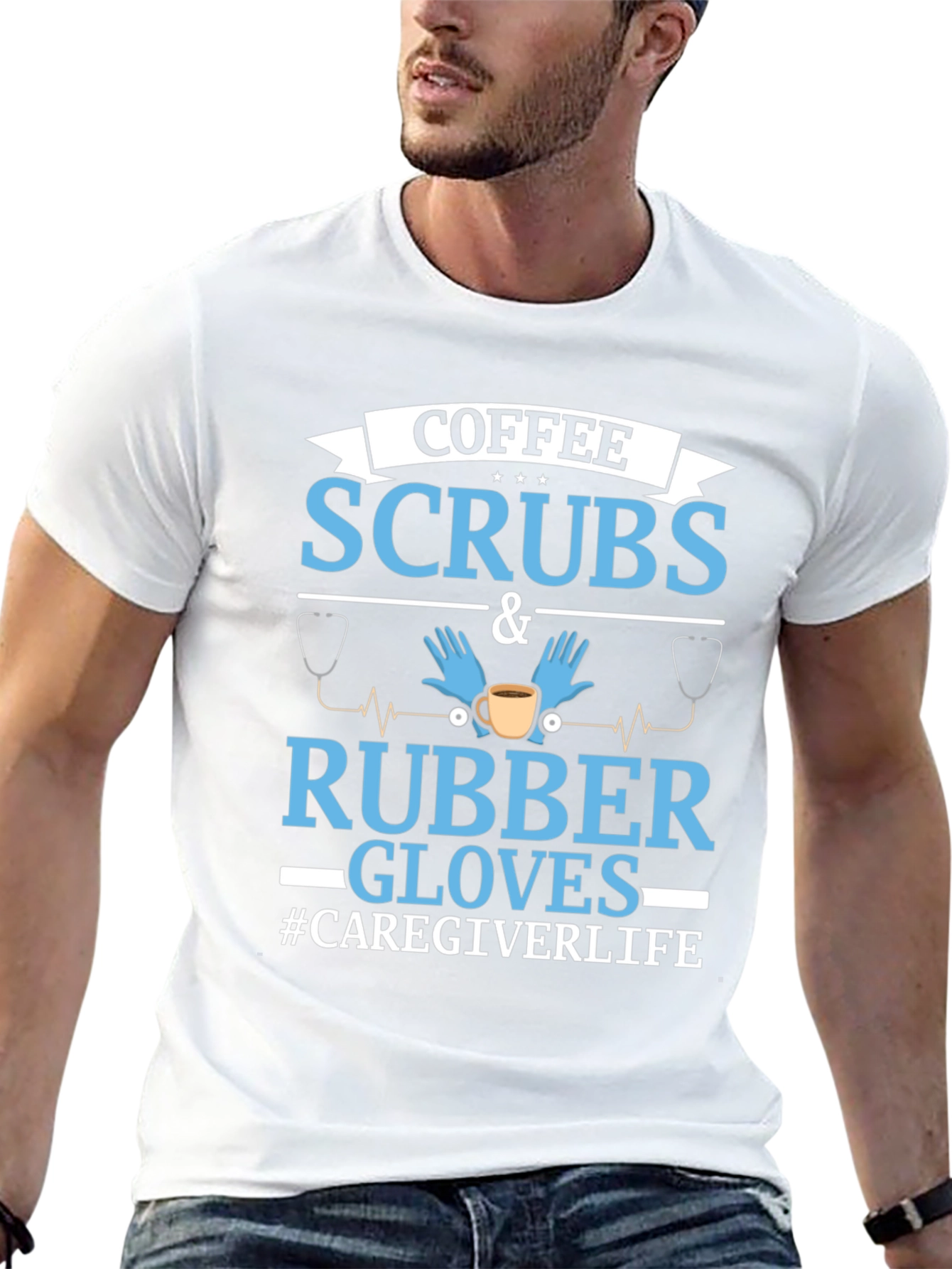 Coffee Scrubs & Rubber Gloves Caregiver T-Shirt