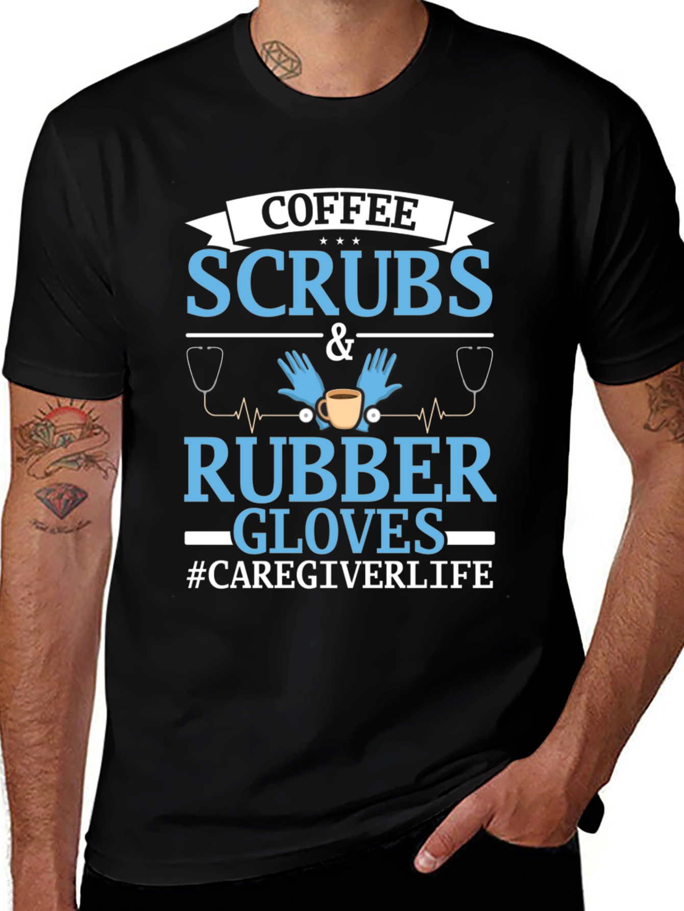 Coffee Scrubs & Rubber Gloves Caregiver T-Shirt
