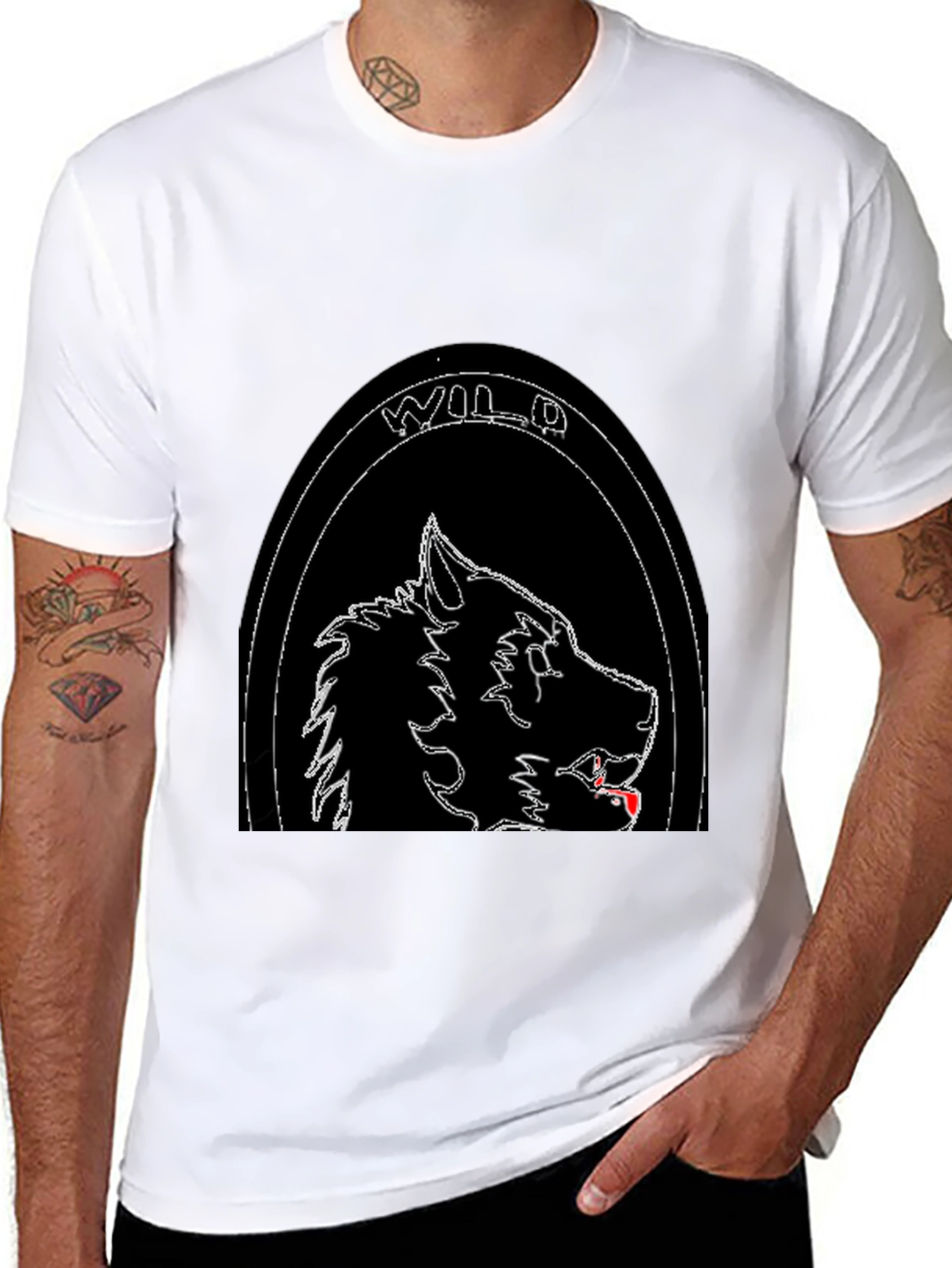 Wild Wolf Graphic T-Shirt - Black Stylish Cool Design