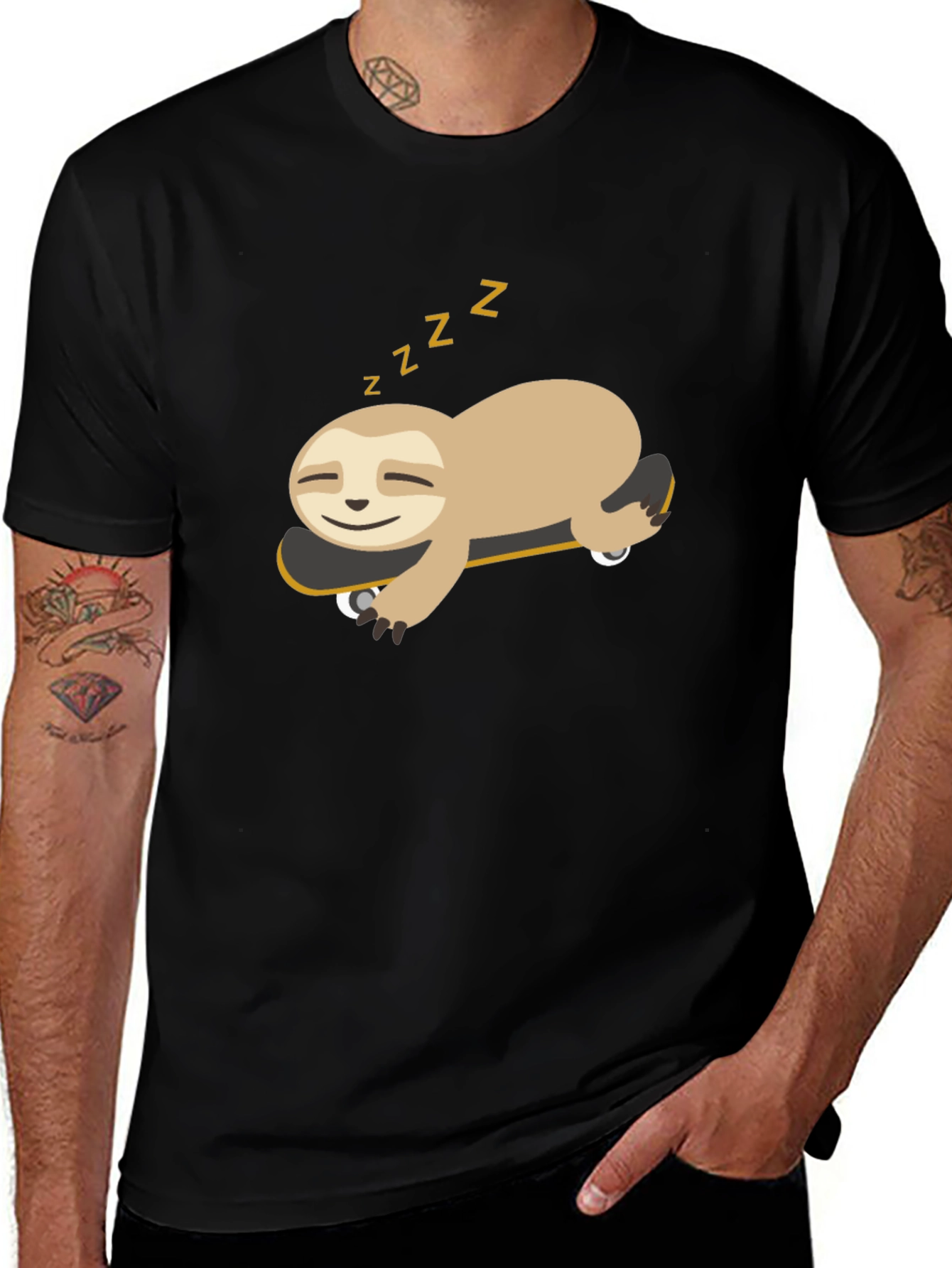 Sloth on Skateboard Graphic Tee - Relaxed Fit